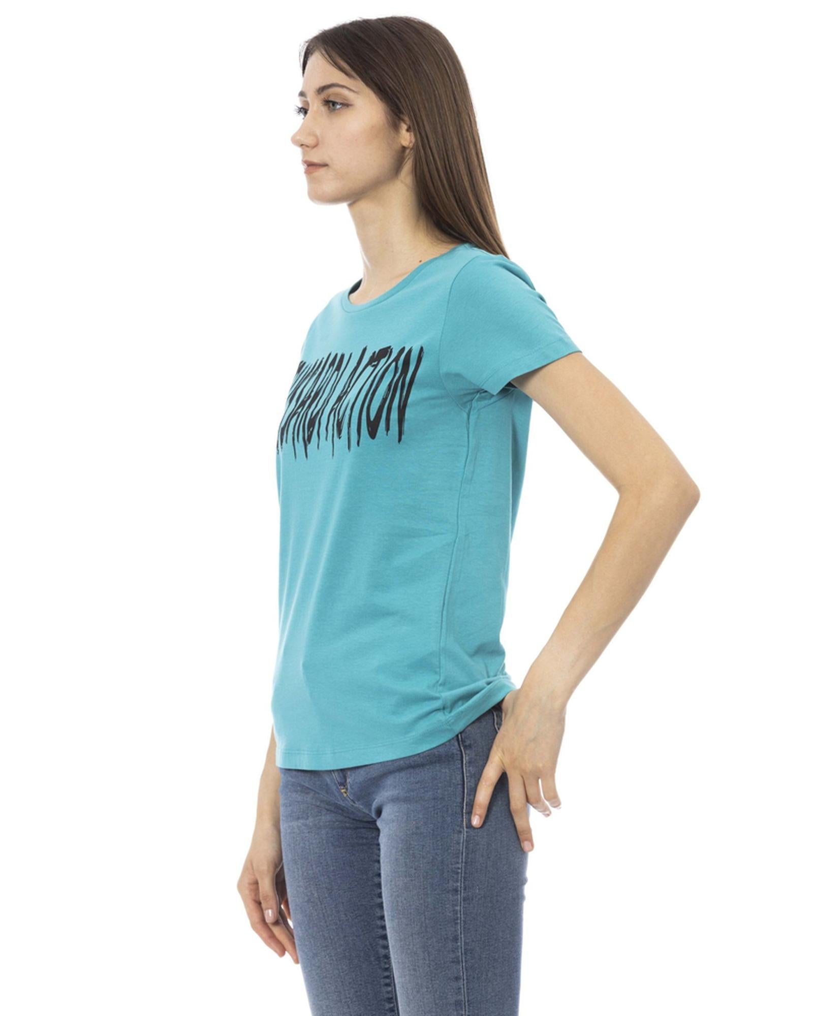 Short Sleeve T-Shirt with Round Neck and Front Print 2XL Women