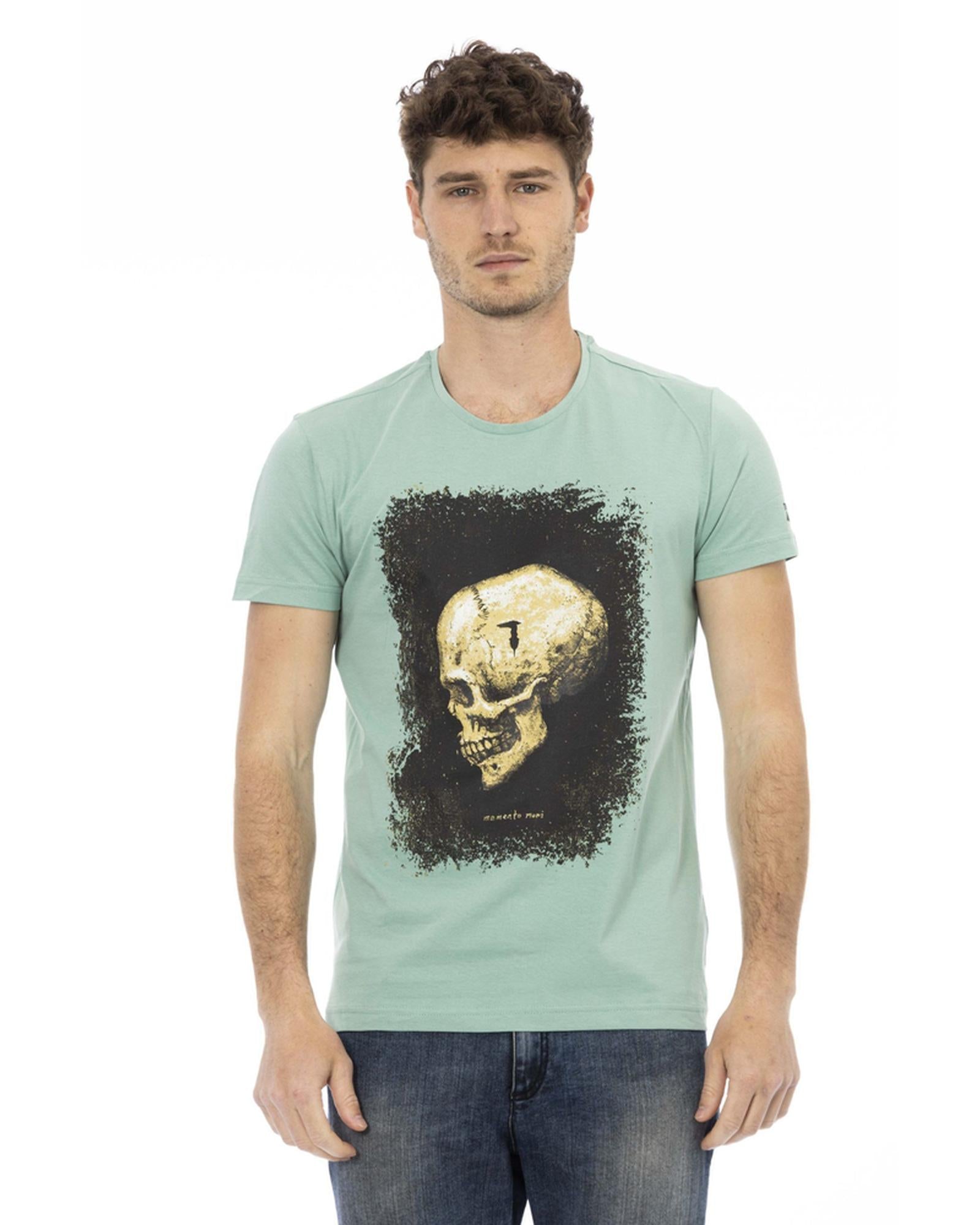 Short Sleeve T-shirt with Round Neck and Front Print M Men