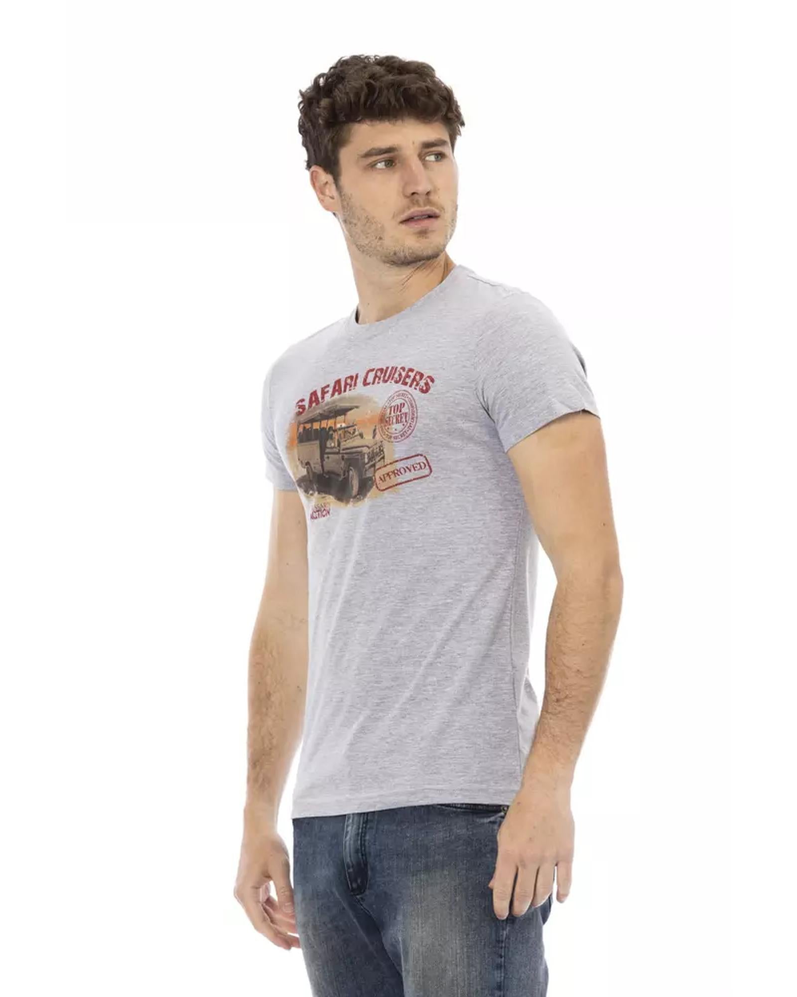 Short Sleeve Round Neck T-shirt with Front Print M Men