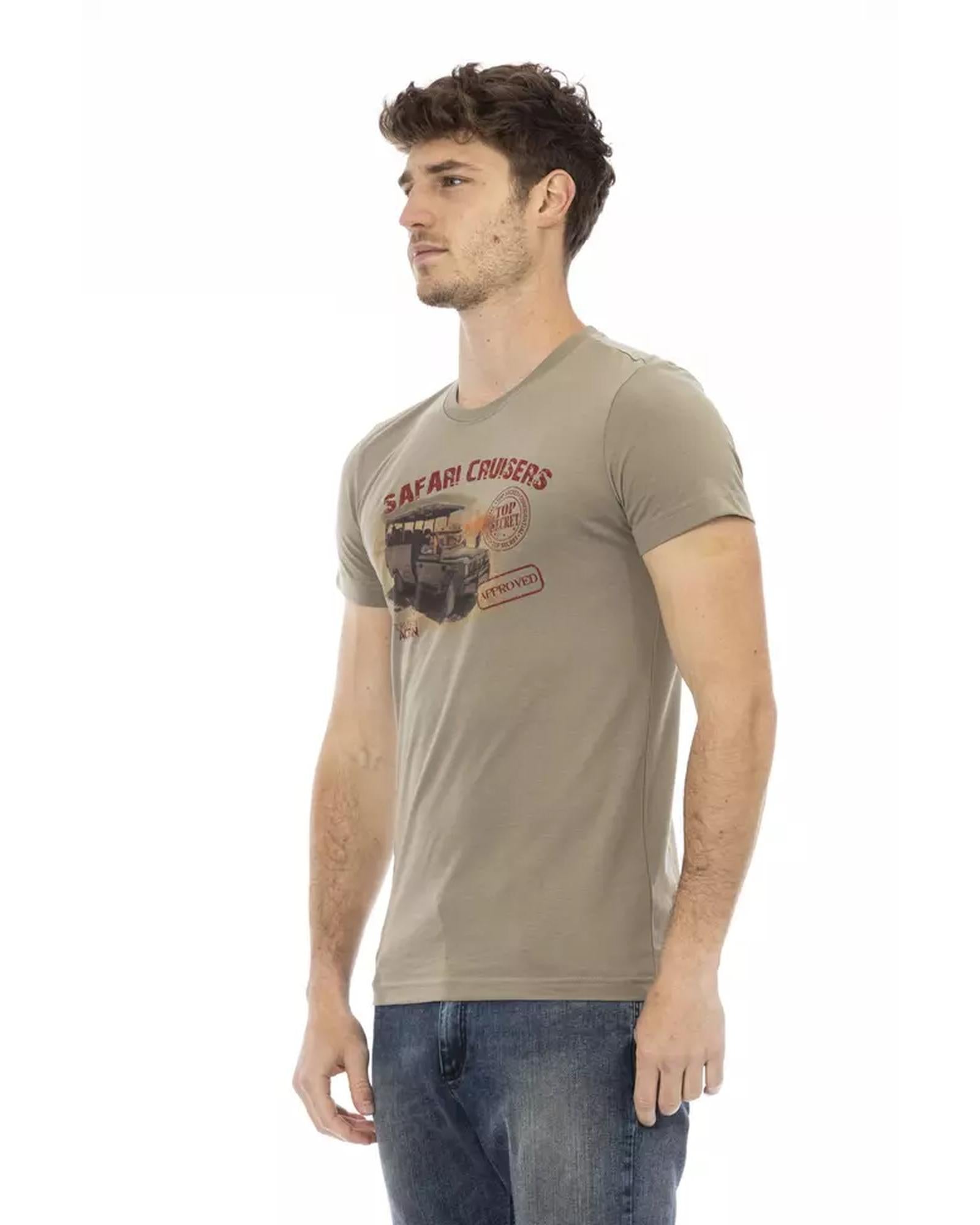 Front Print Round Neck T-Shirt L Men