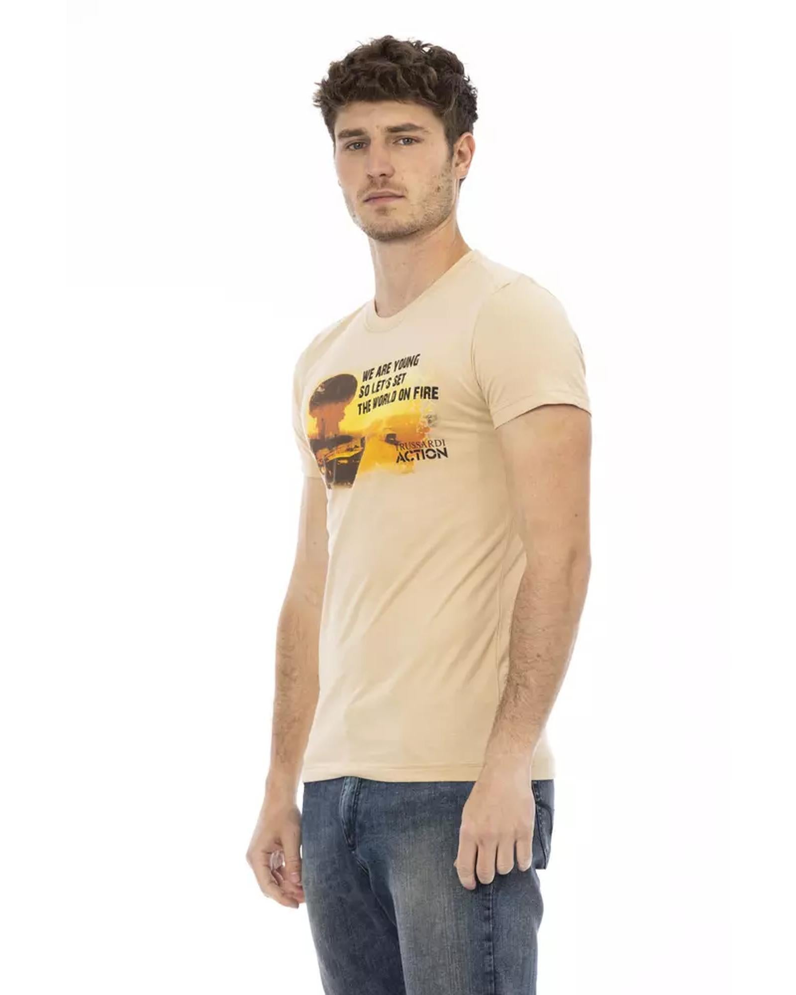 Printed Short Sleeve T-Shirt with Round Neck M Men