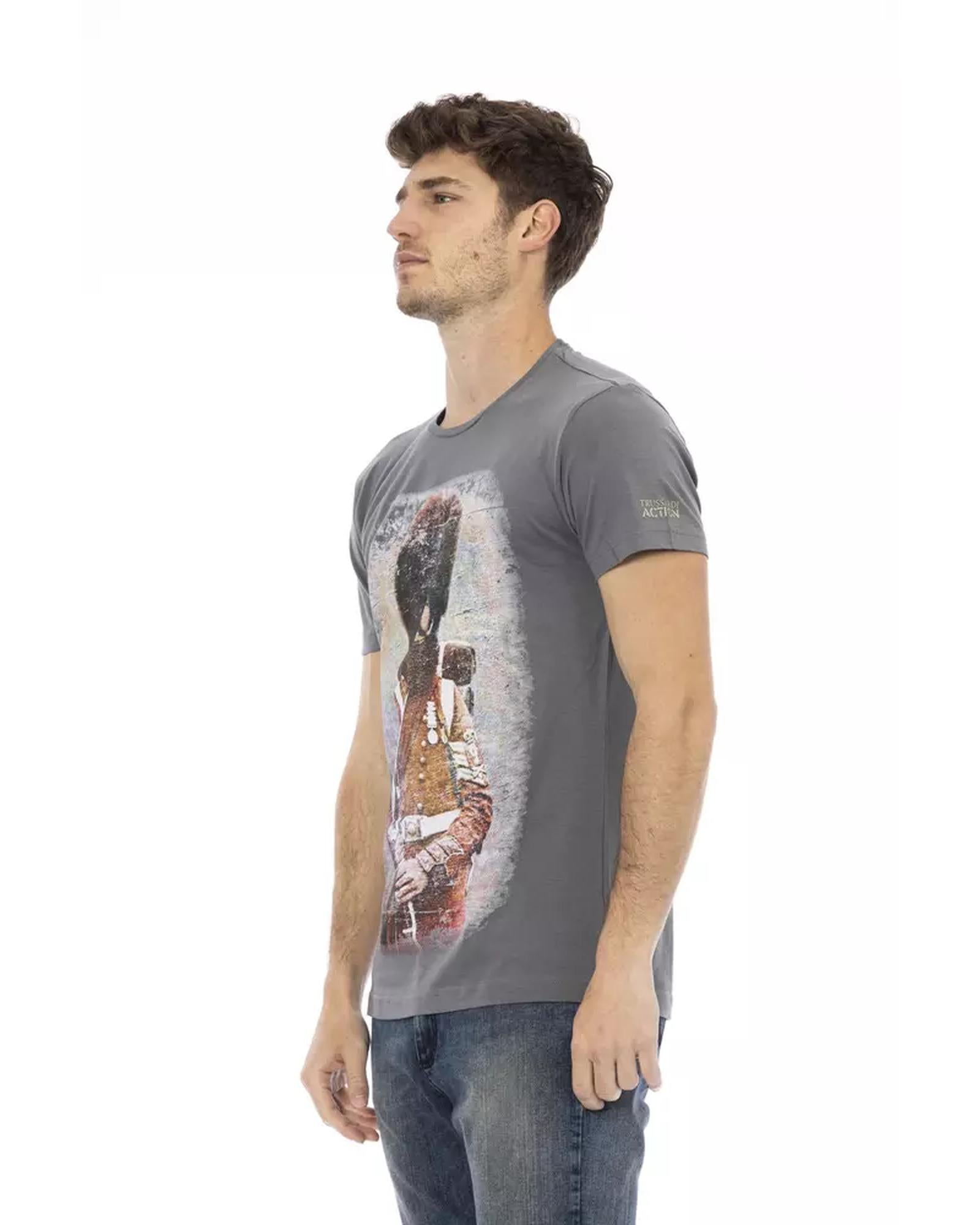 Short Sleeve T-shirt with Round Neck - Front Print L Men