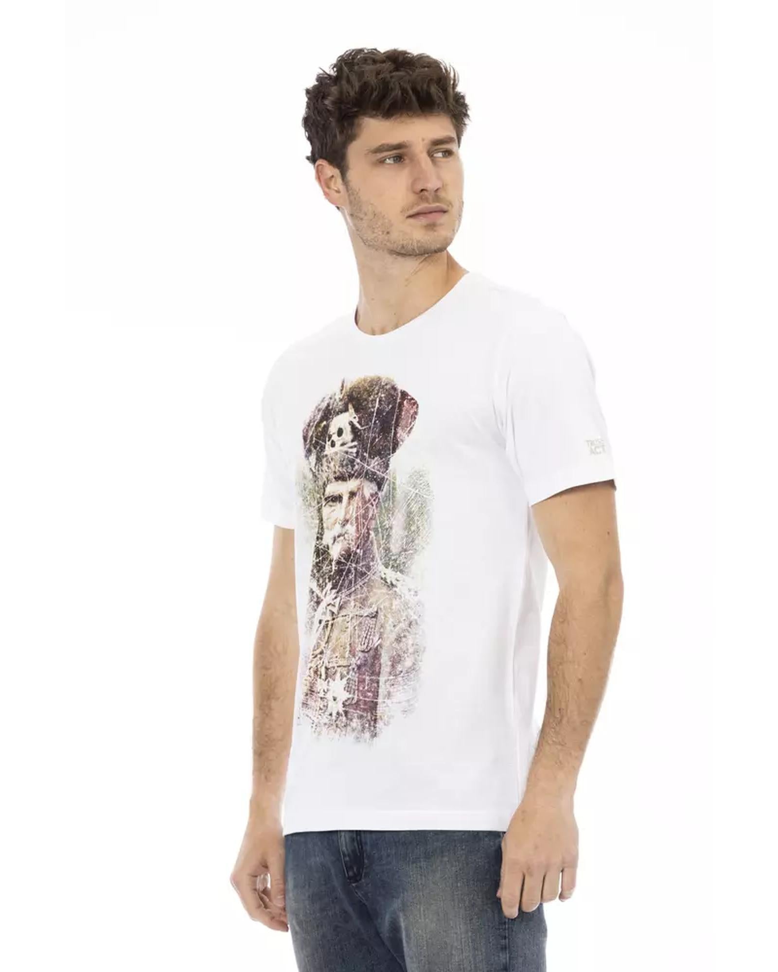 Short Sleeve Round Neck T-shirt with Front Print L Men