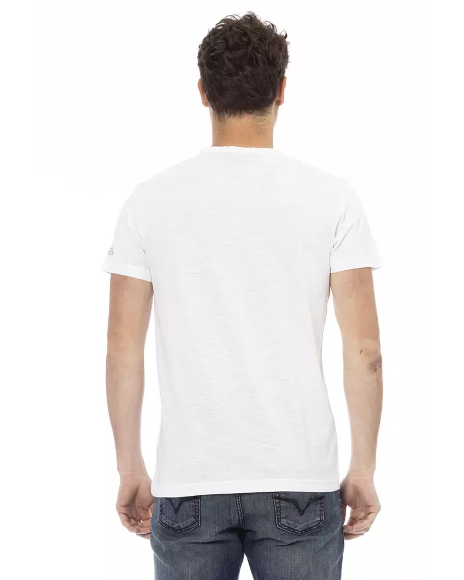 Short Sleeve T-shirt with Round Neck and Front Print L Men