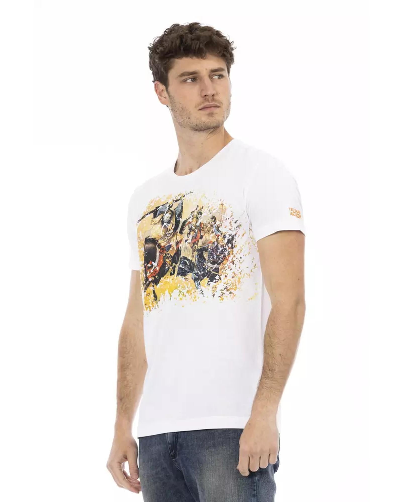 Short Sleeve T-shirt with Round Neck and Front Print S Men