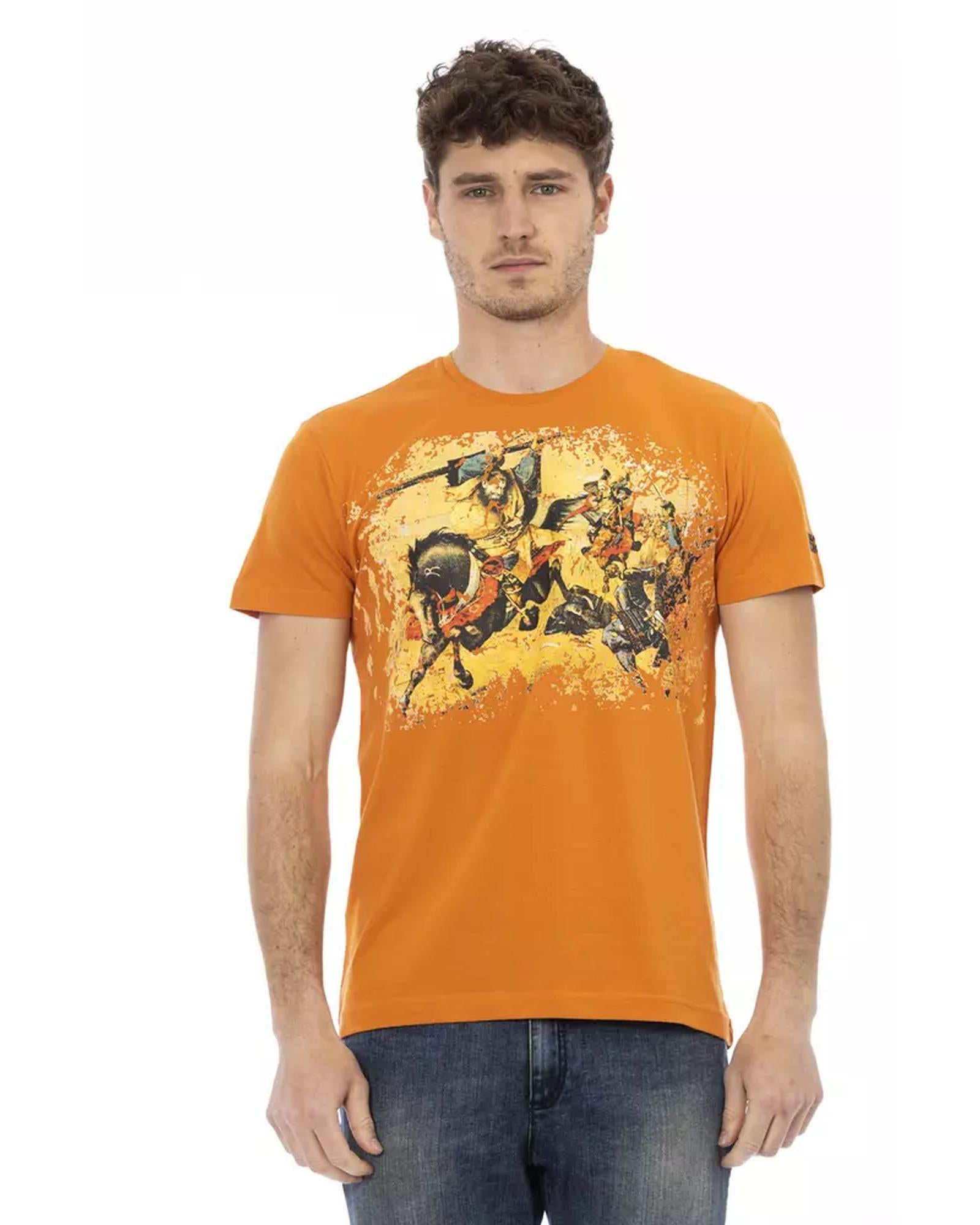 Printed Short Sleeve T-shirt with Round Neck XL Men