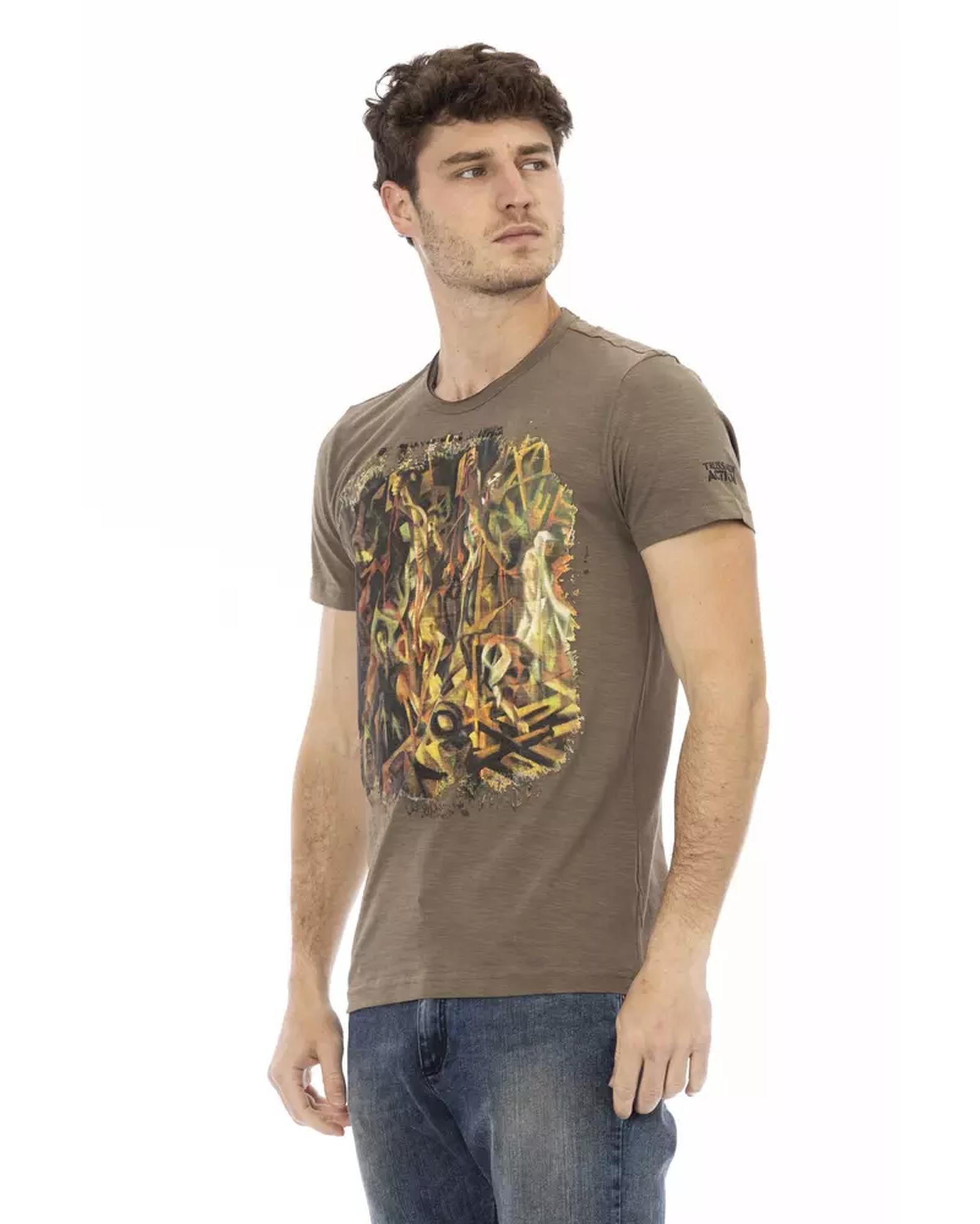 Printed Round Neck Short Sleeve T-shirt L Men