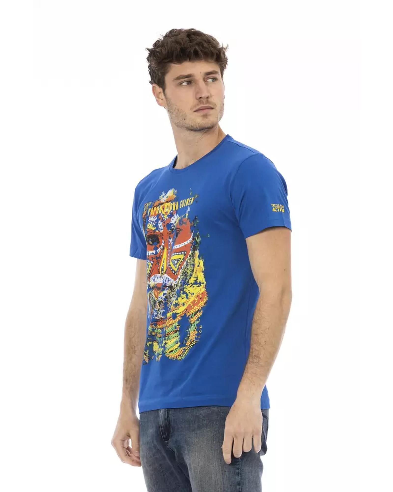 Short Sleeve T-shirt with Round Neck and Front Print XL Men