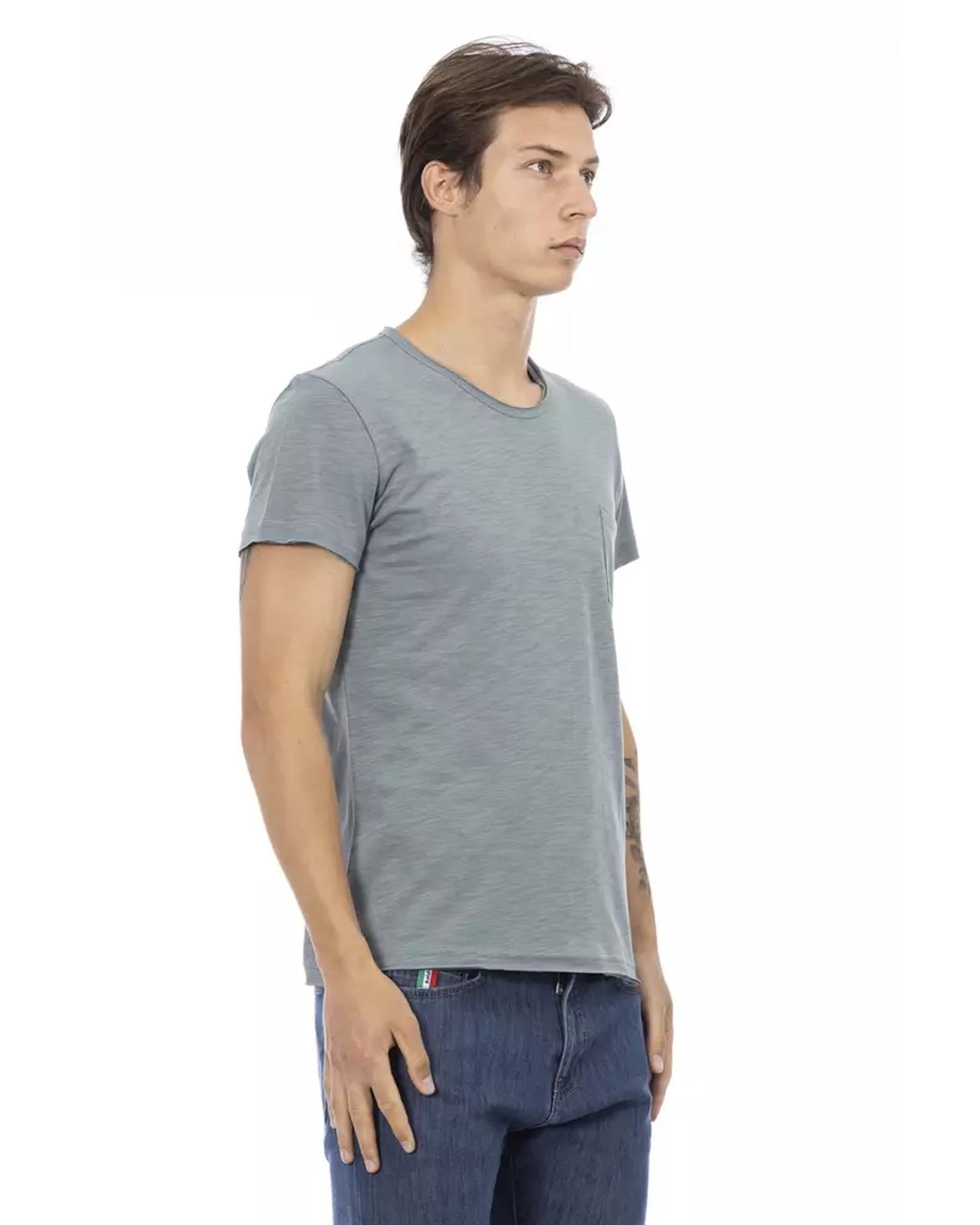 Short Sleeve T-shirt with Round Neck and Chest Pocket Print M Men