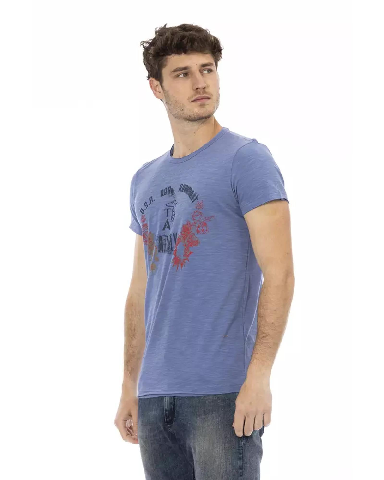 Short Sleeve T-shirt with Round Neck and Front Print 2XL Men