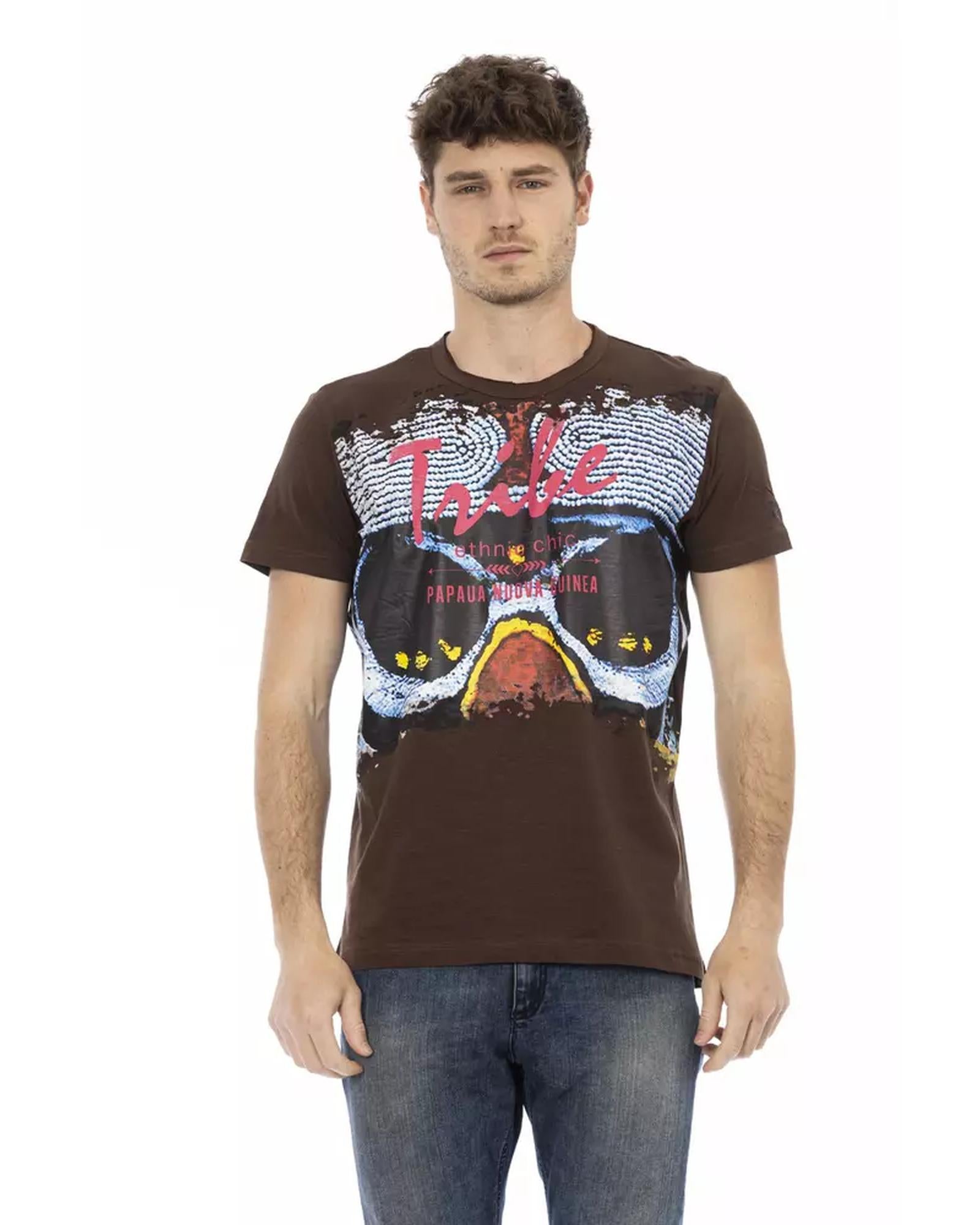 Short Sleeve T-shirt with Round Neck - Front Print S Men