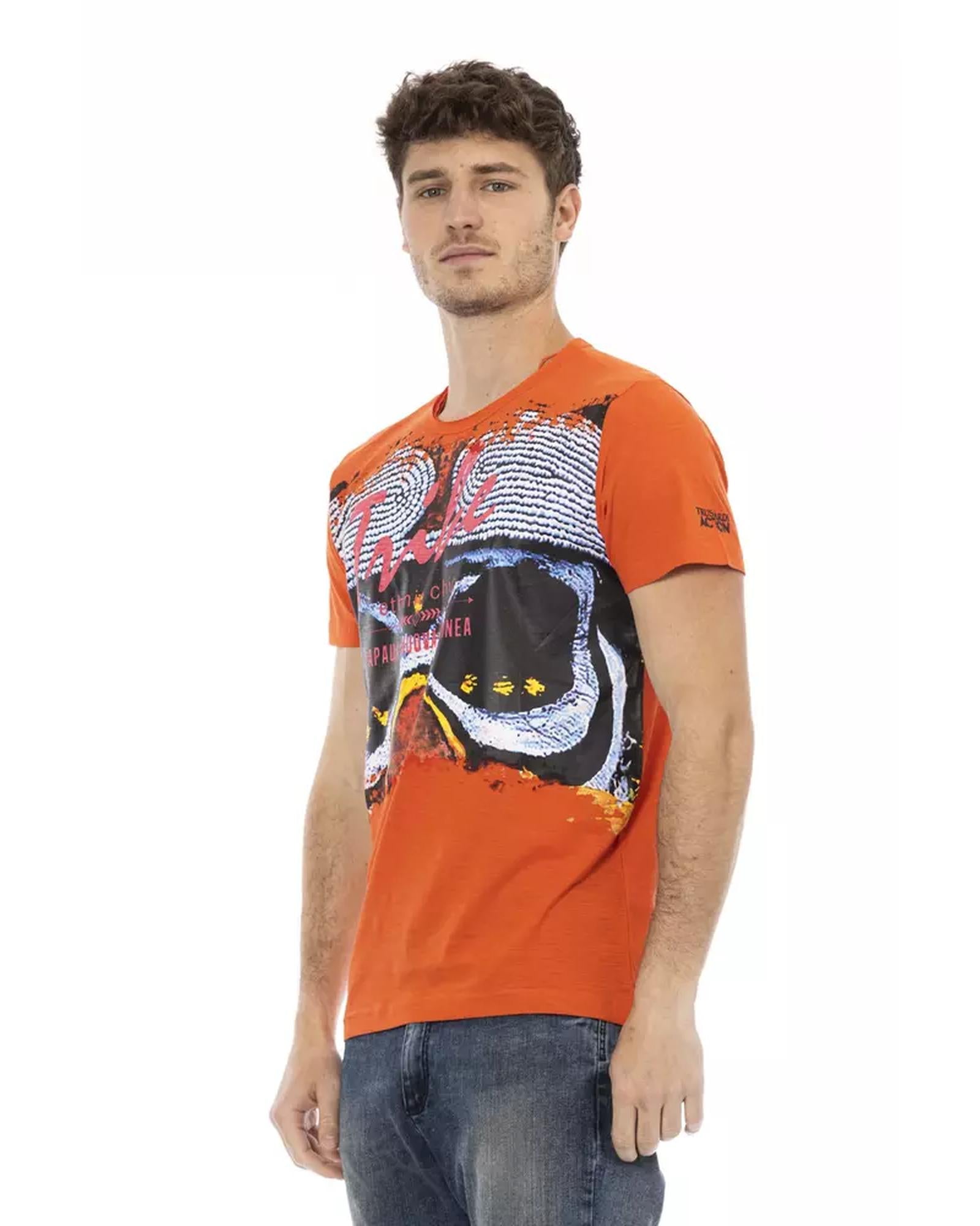 Short Sleeve Round Neck T-shirt with Front Print S Men