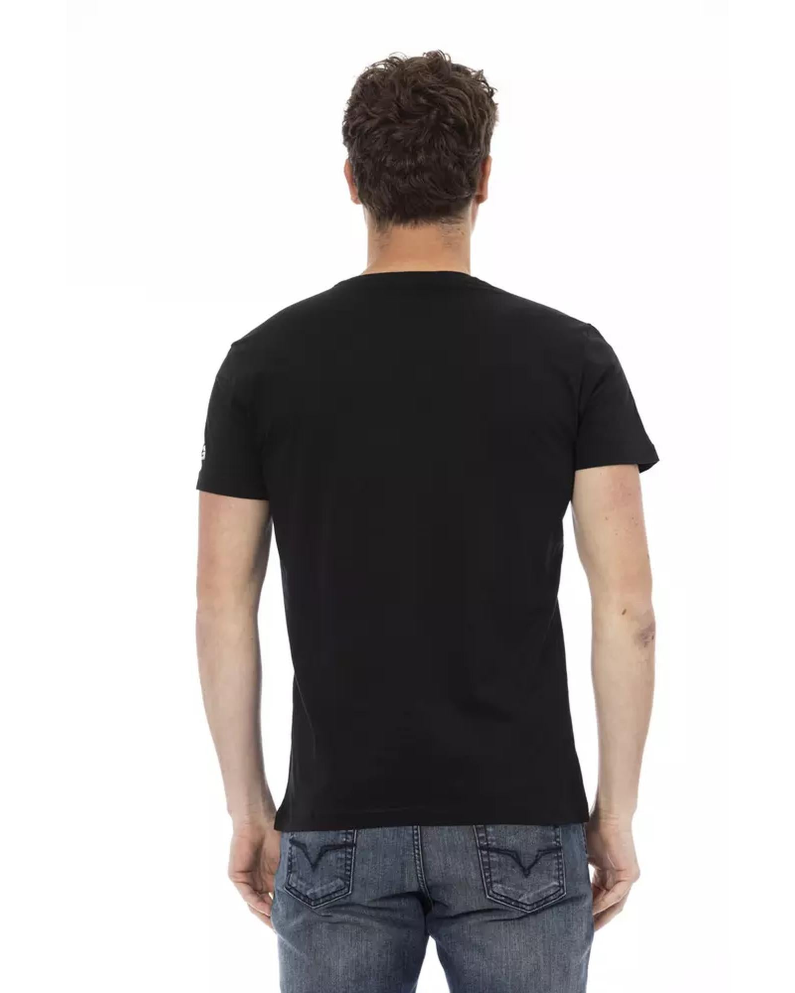 Short Sleeve T-shirt with Round Neck and Front Print XL Men