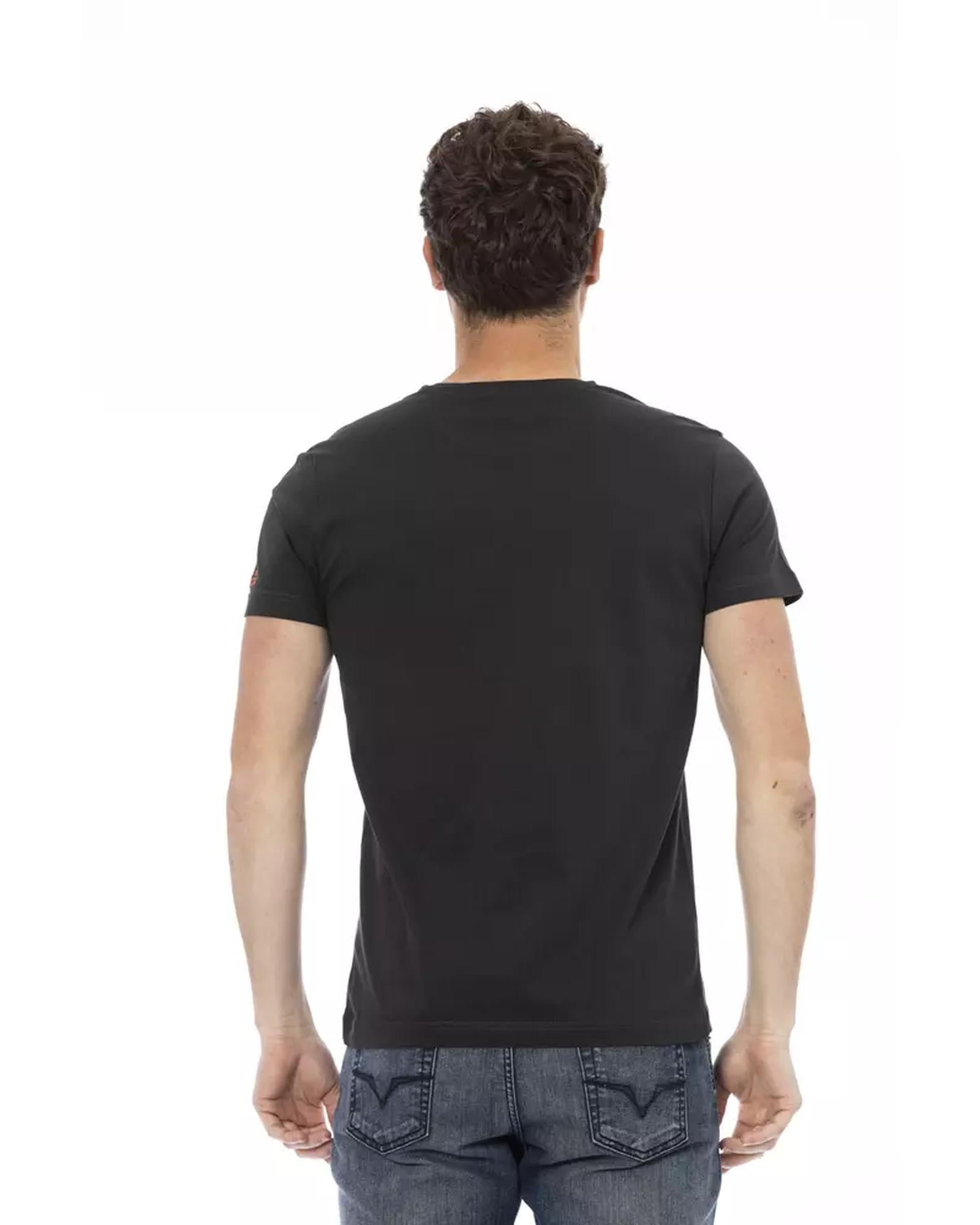 Short Sleeve T-shirt with Round Neck and Front Print L Men