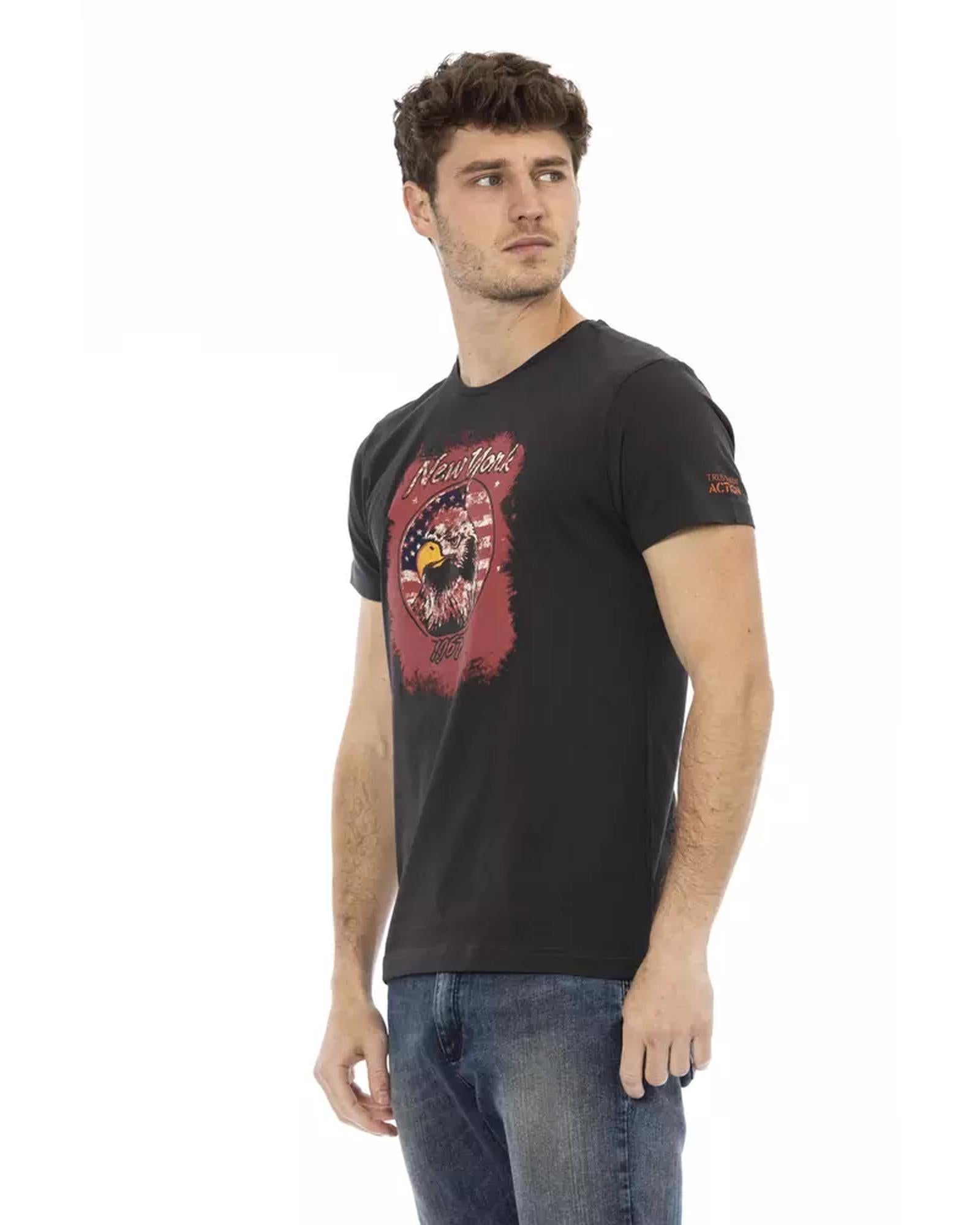 Short Sleeve T-shirt with Round Neck and Front Print 2XL Men