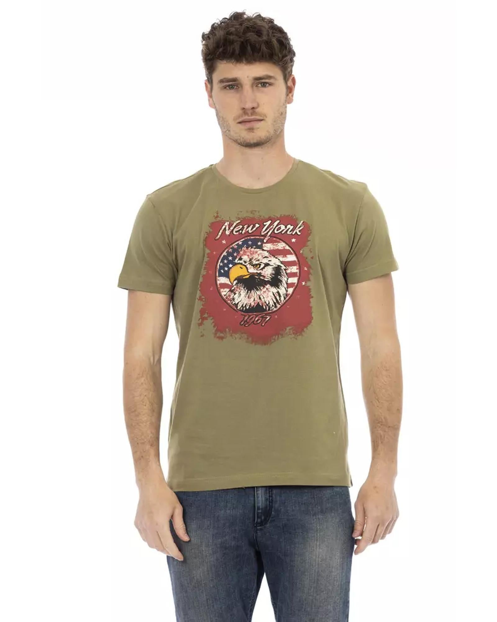 Short Sleeve T-shirt with Round Neck and Front Print M Men