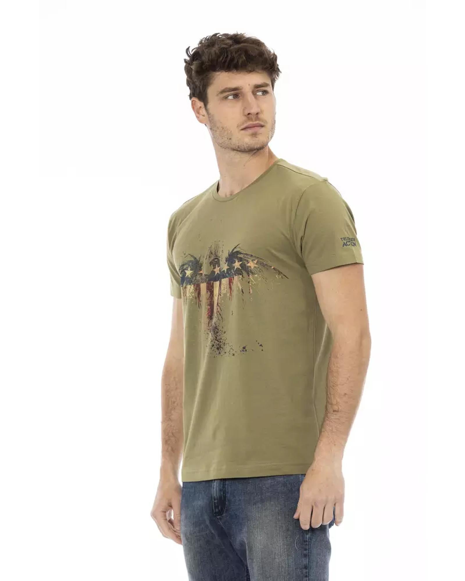 Short Sleeve T-shirt with Round Neck and Front Print XL Men