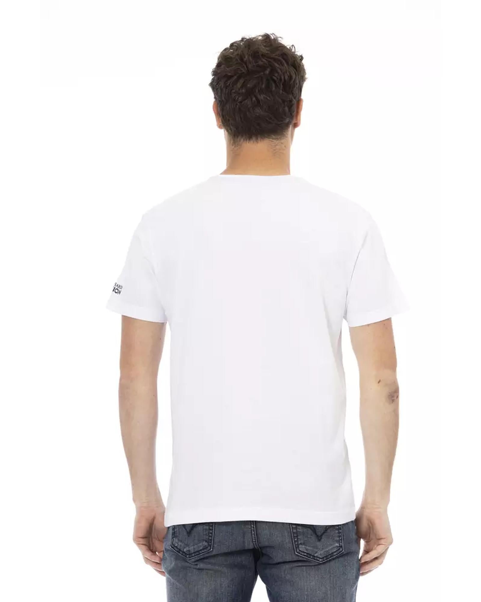 Front Print Short Sleeve T-shirt with Round Neck L Men