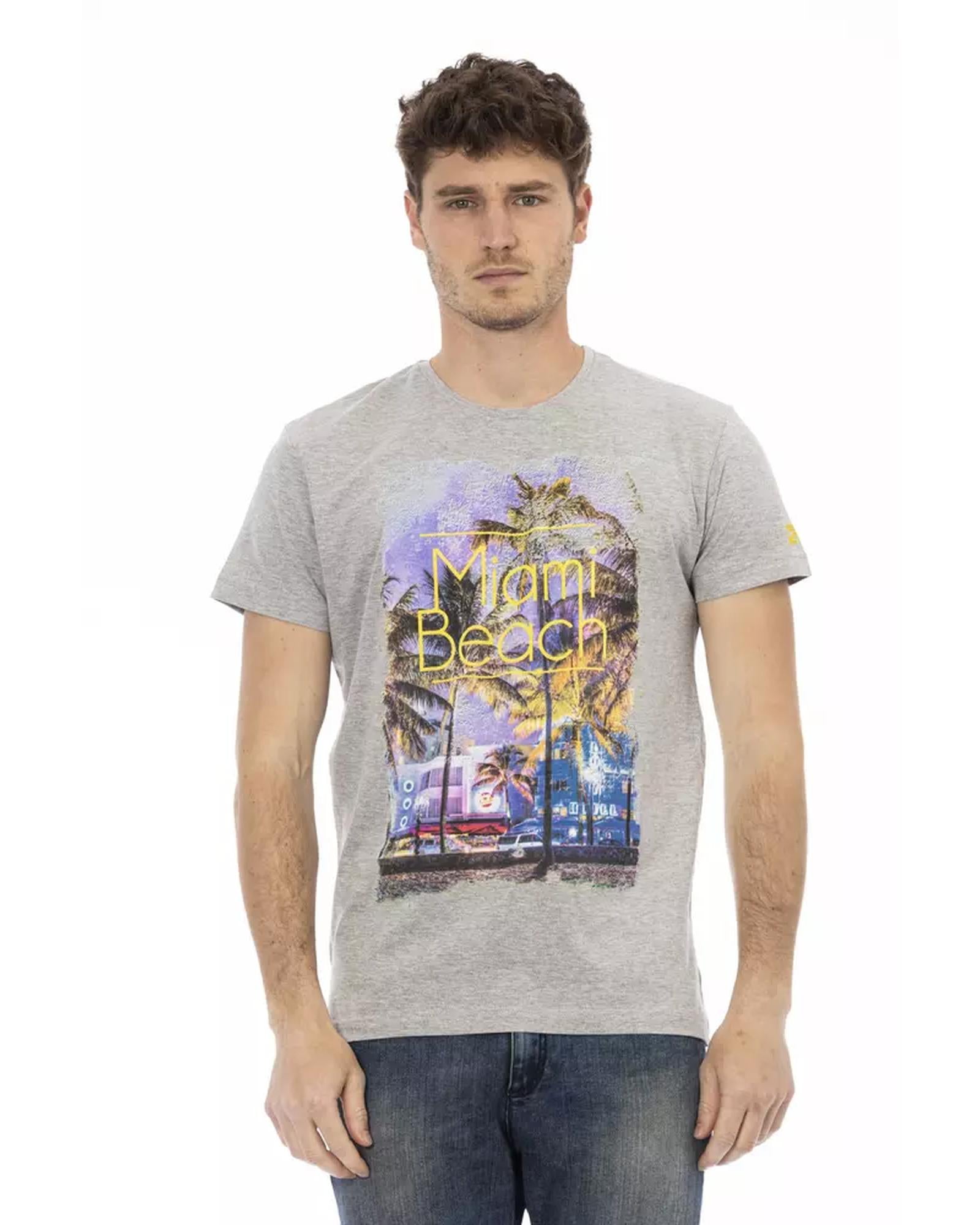 Short Sleeve T-shirt with Round Neck and Front Print S Men