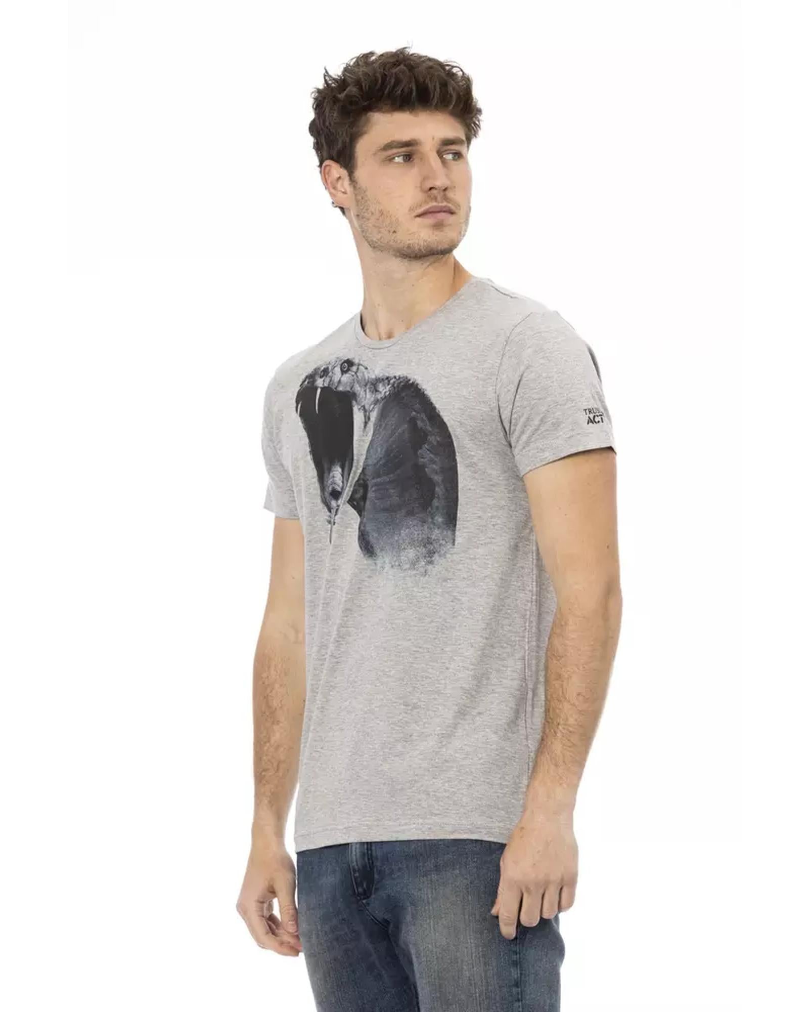 Short Sleeve T-shirt with Round Neck - Front Print 3XL Men