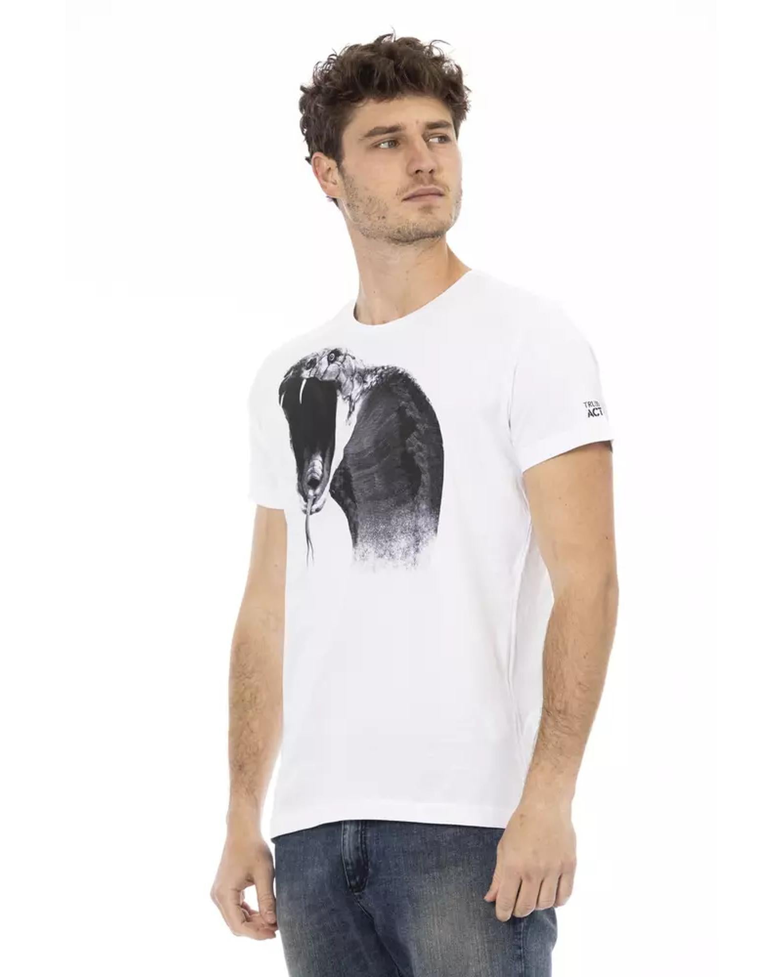 Short Sleeve Round Neck T-Shirt with Front Print L Men