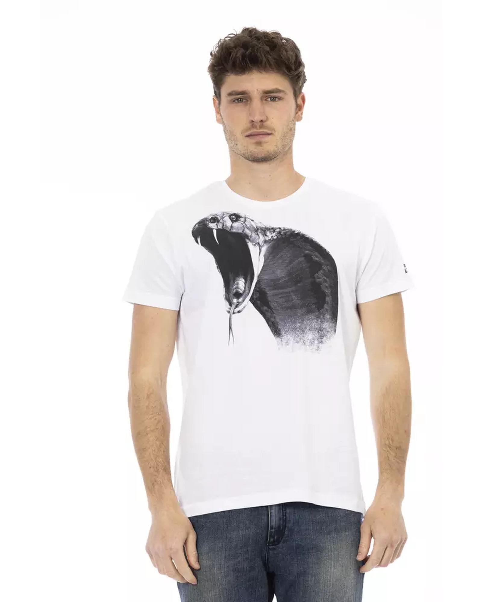 Short Sleeve Round Neck T-Shirt with Front Print XL Men