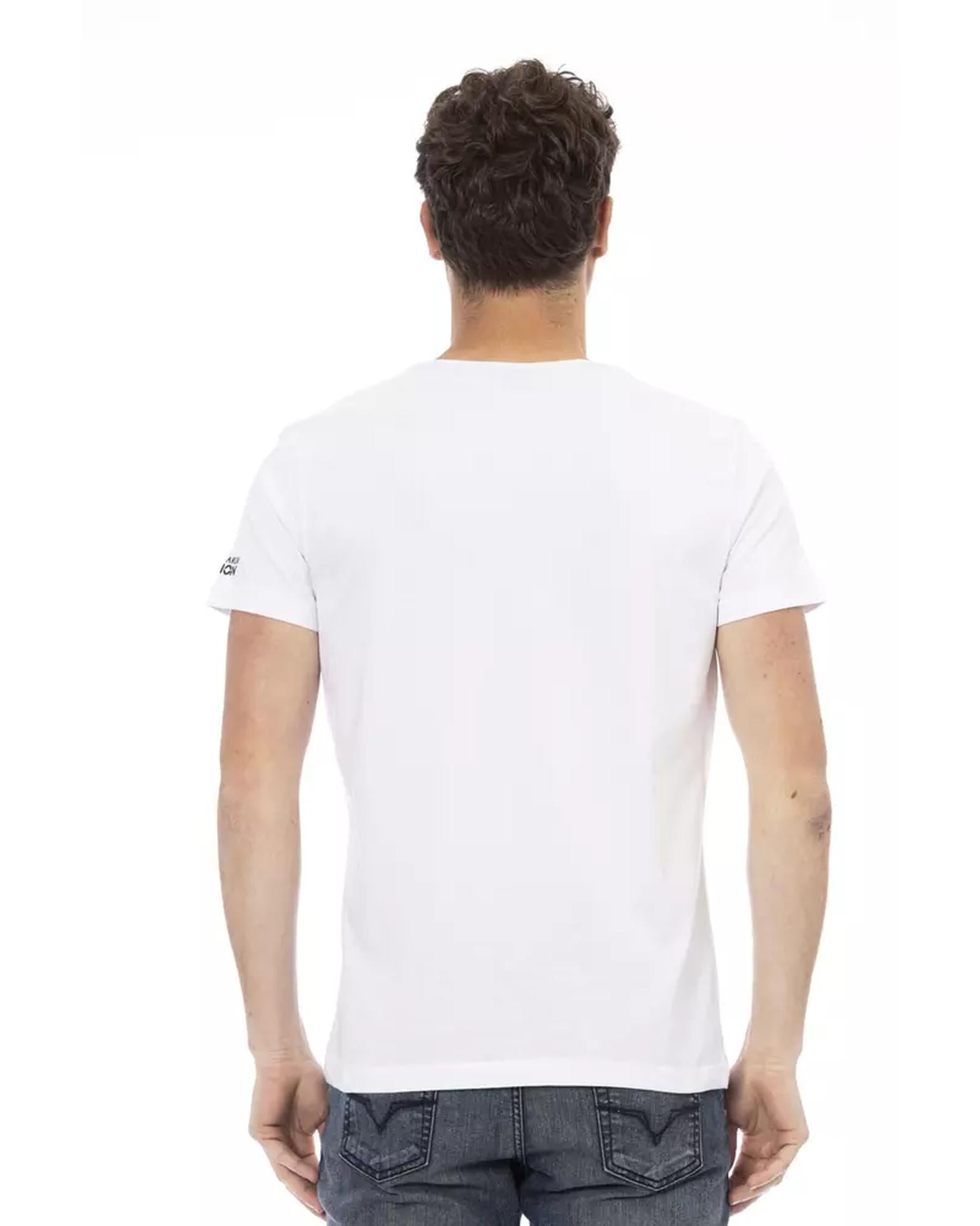 Short Sleeve Round Neck T-Shirt with Front Print XL Men