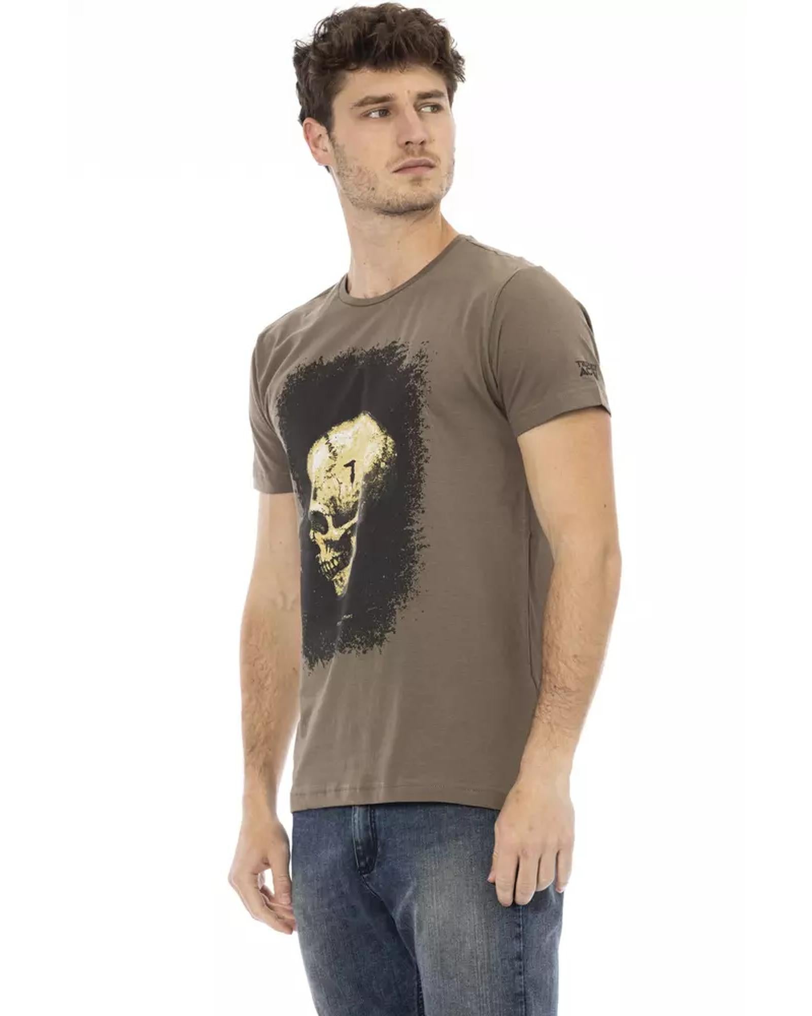 Short Sleeve Round Neck T-shirt with Front Print 3XL Men