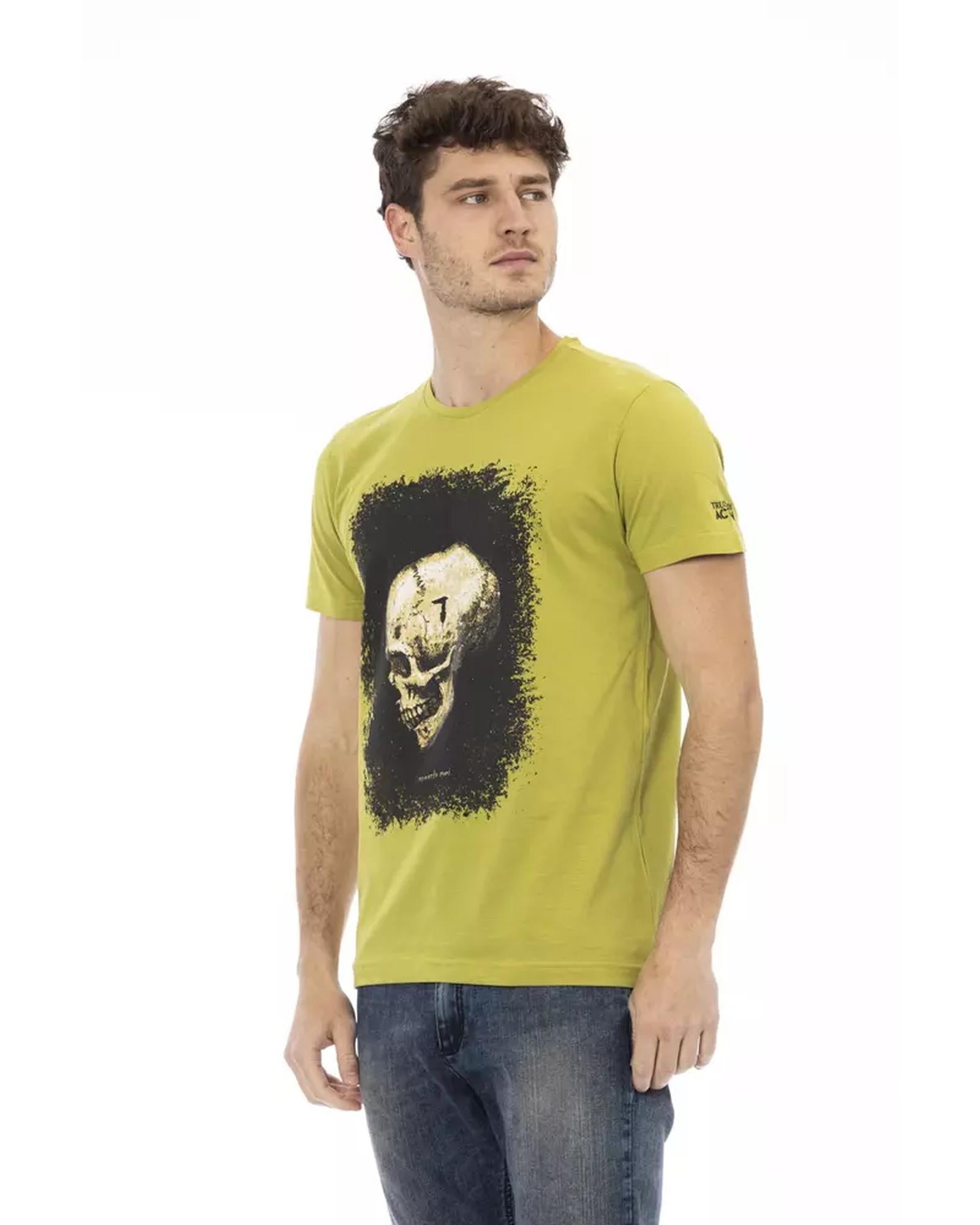 Short Sleeve Round Neck T-shirt with Front Print L Men