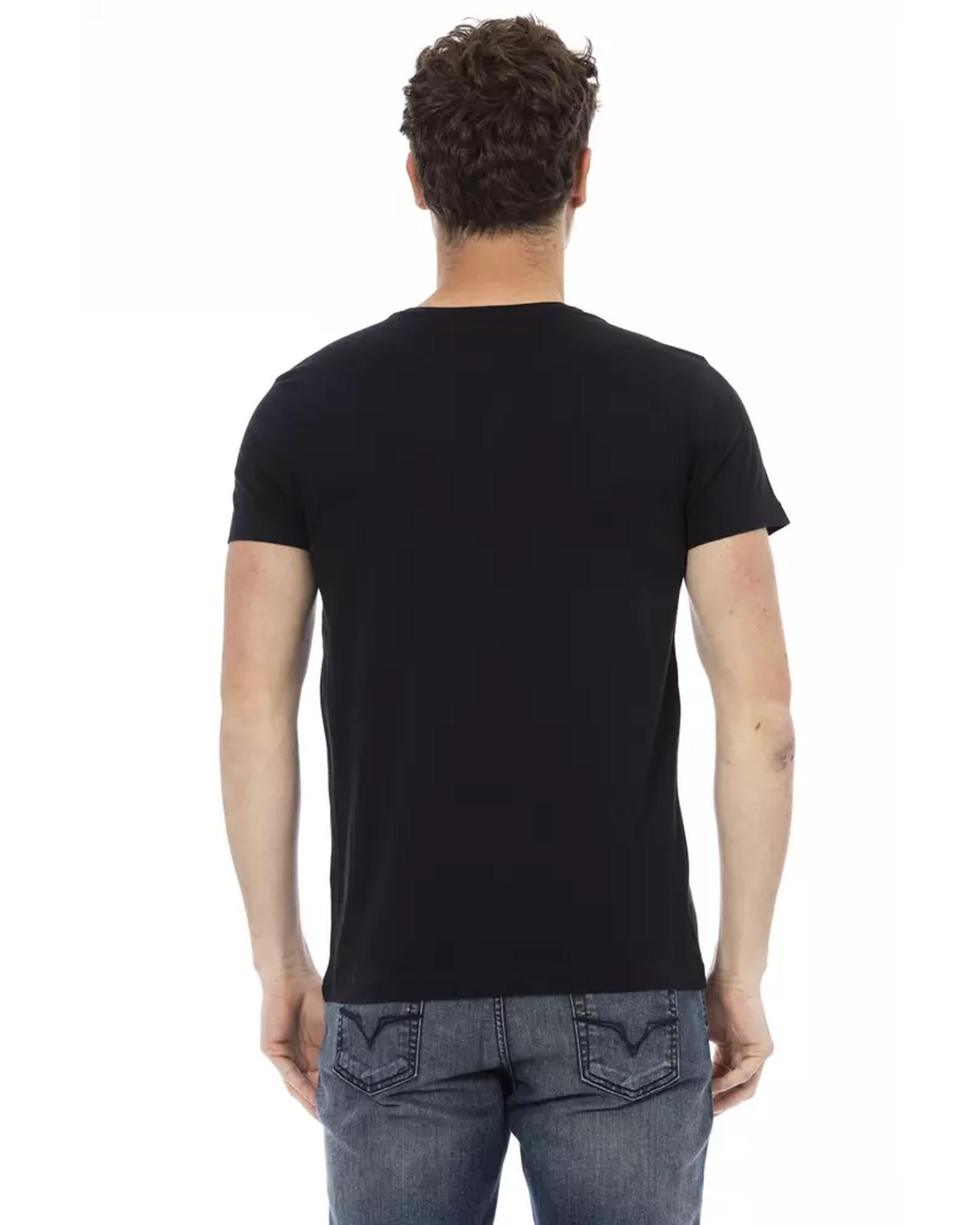 Short Sleeve Round Neck T-Shirt with Front Print L Men