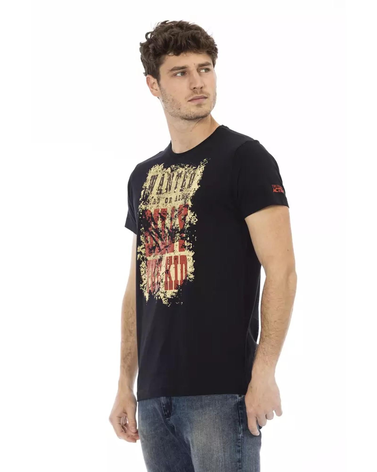 Front Print Short Sleeve T-shirt with Round Neck 2XL Men