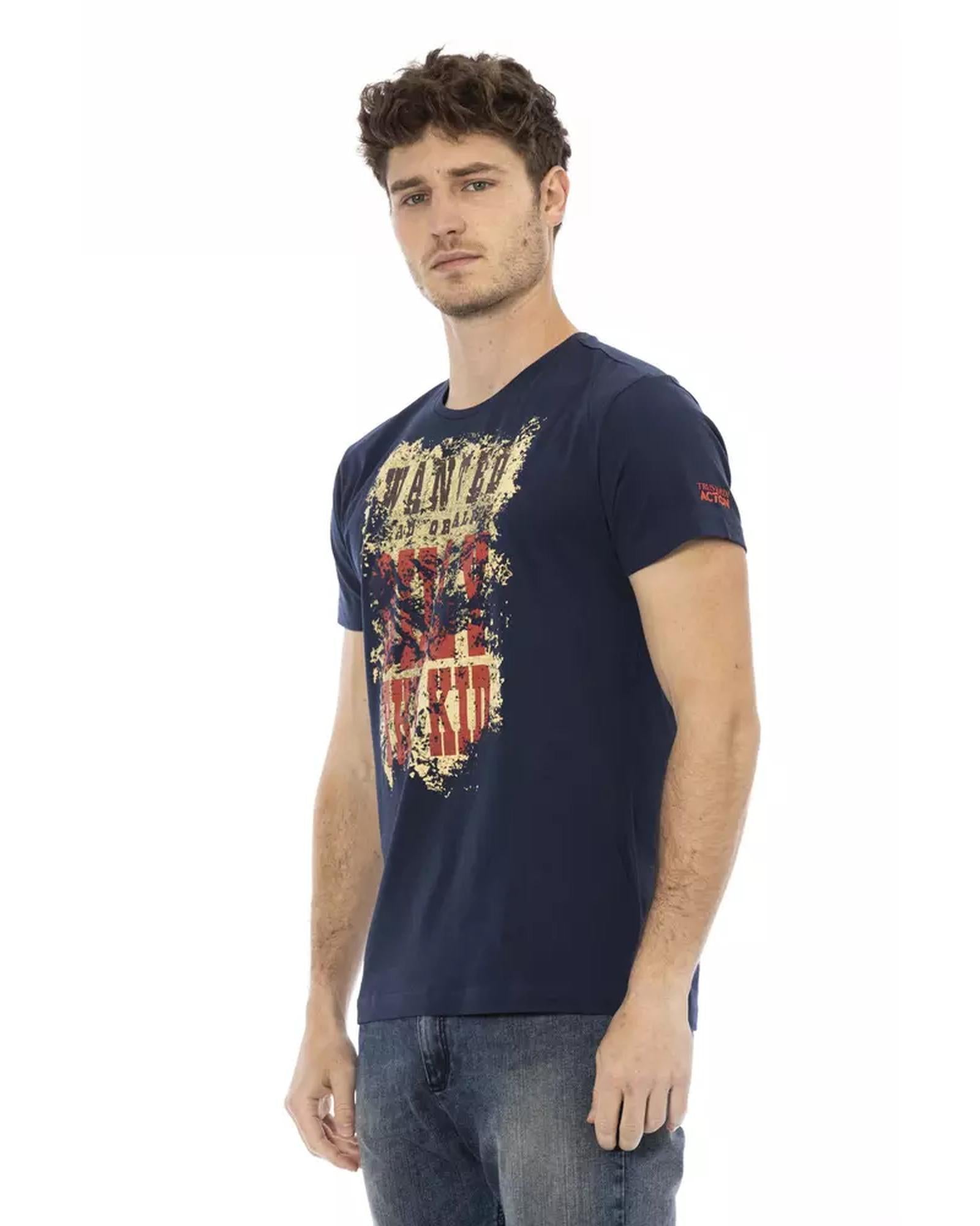 Printed Short Sleeve T-shirt with Round Neck L Men