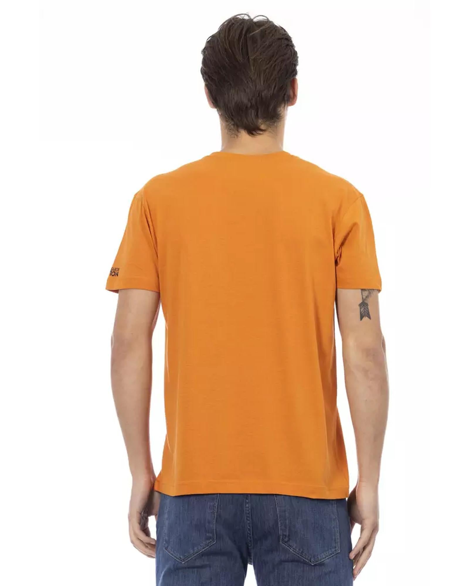 Short Sleeve V-Neck T-Shirt with Front Print 3XL Men