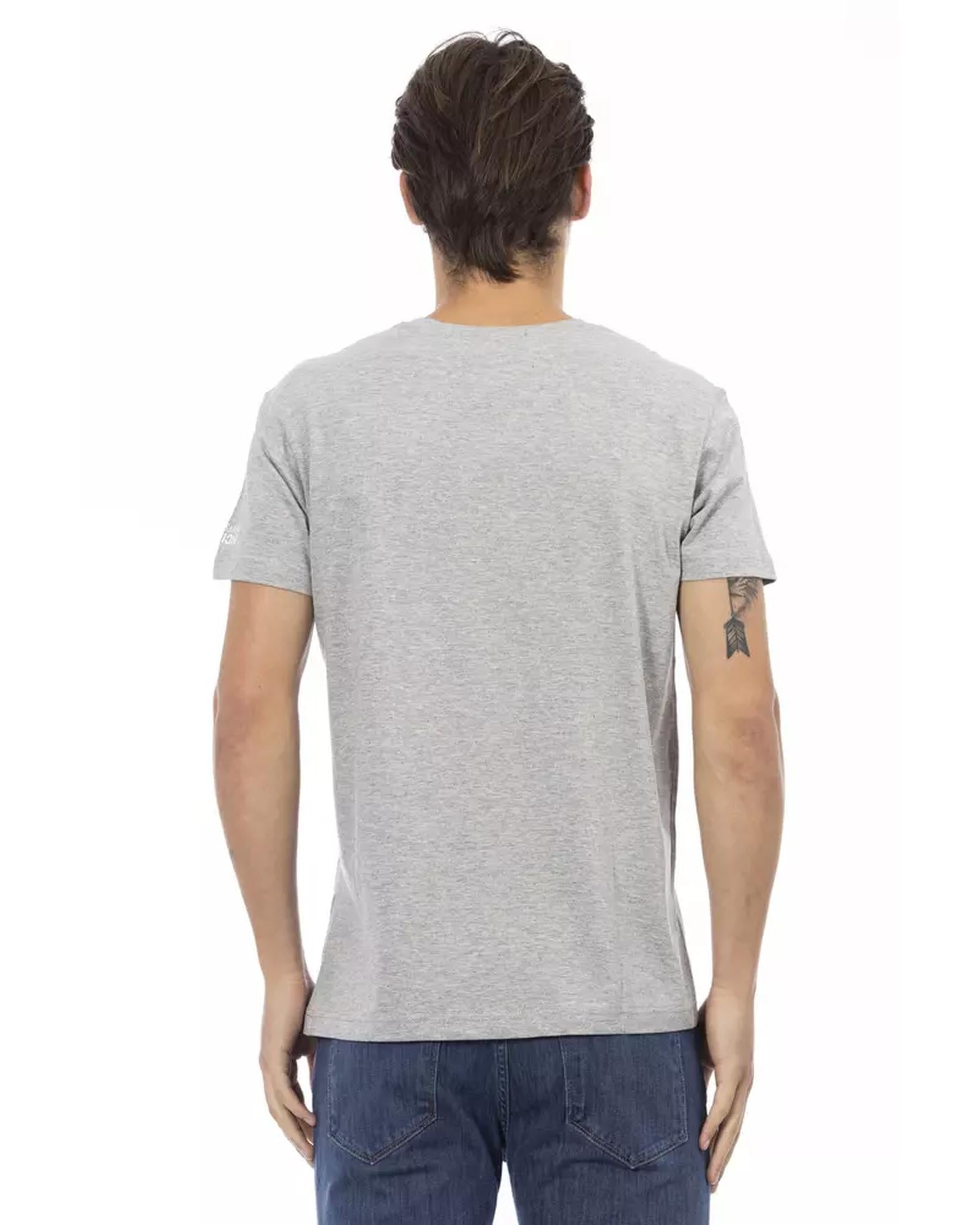 Short Sleeve T-shirt with V-neck and Front Print M Men