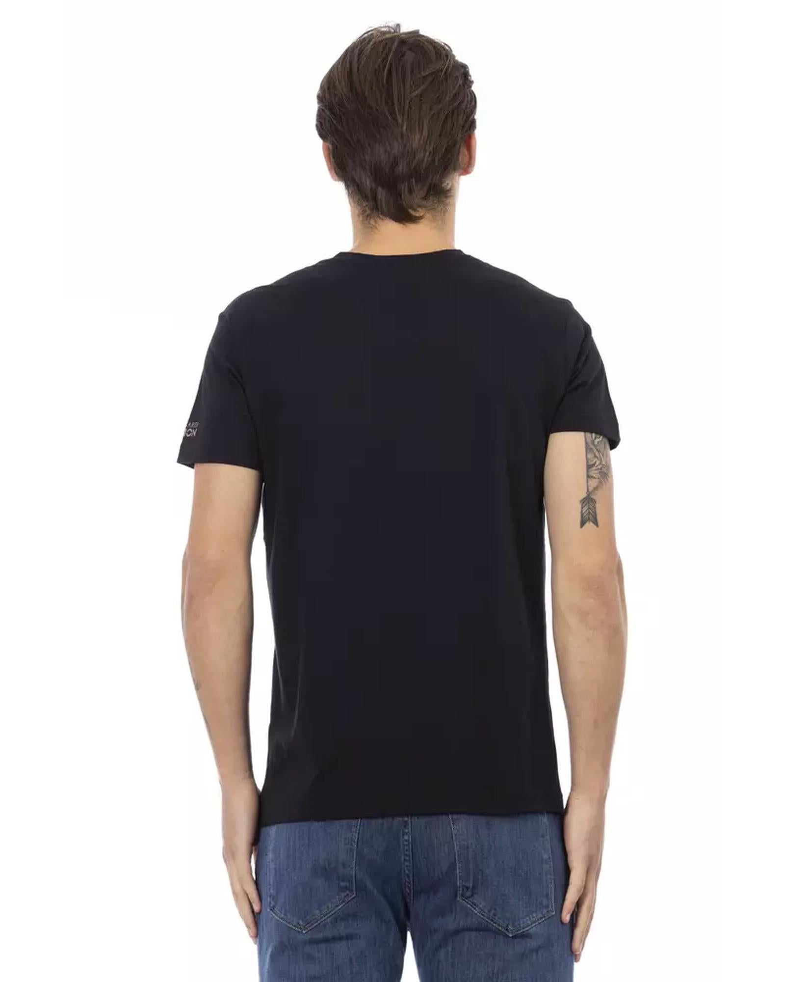 Short Sleeve T-shirt with V-neck and Front Print XL Men