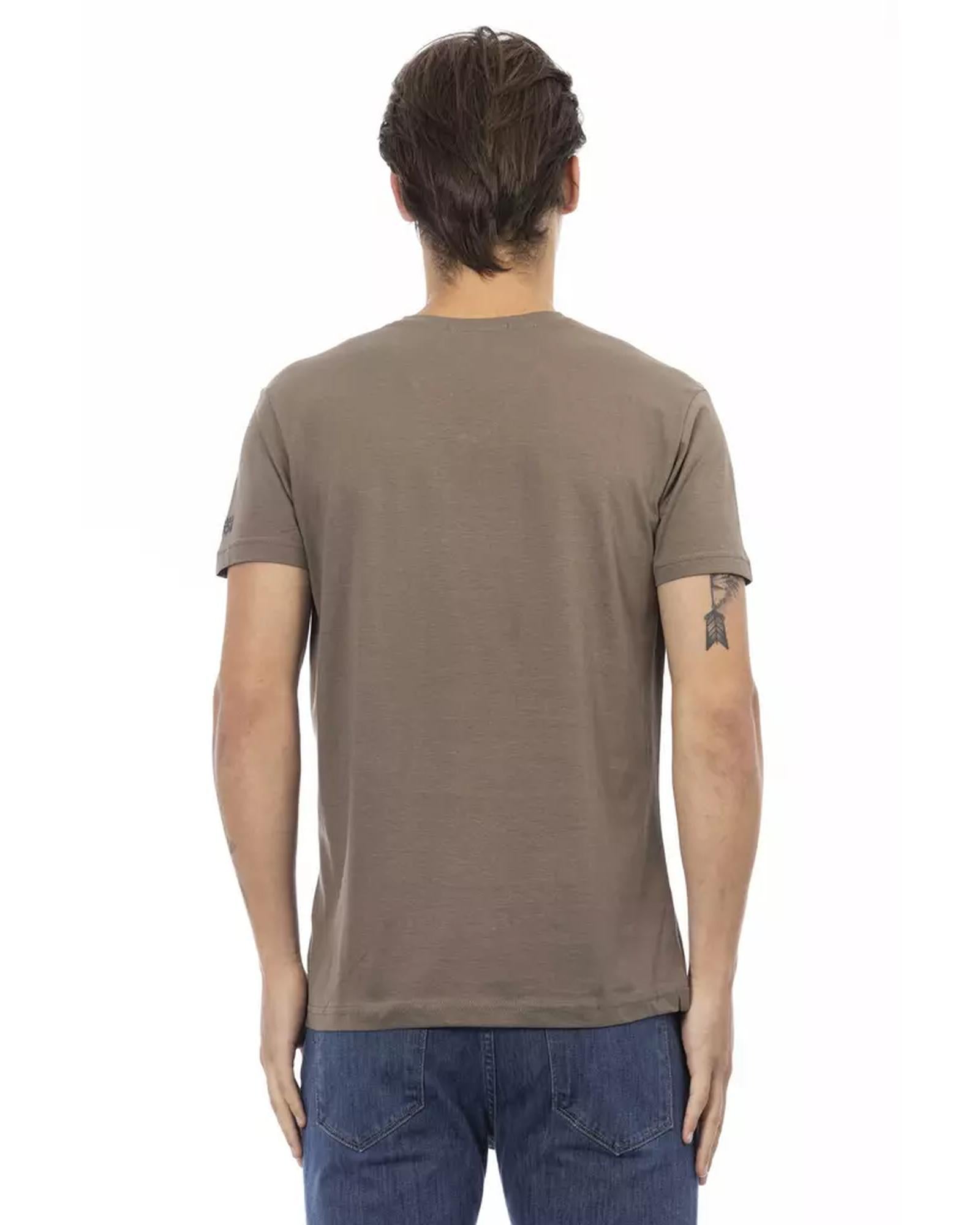 Short Sleeve V-neck T-shirt with Front Print M Men