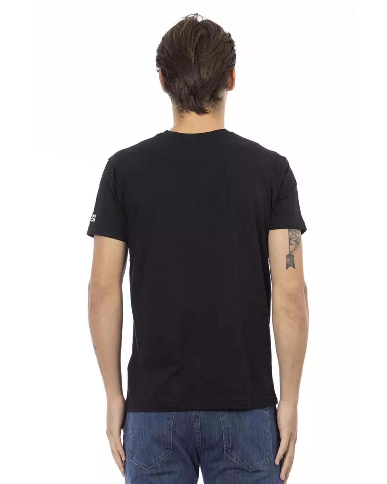 V-Neck Short Sleeve T-Shirt with Front Print S Men