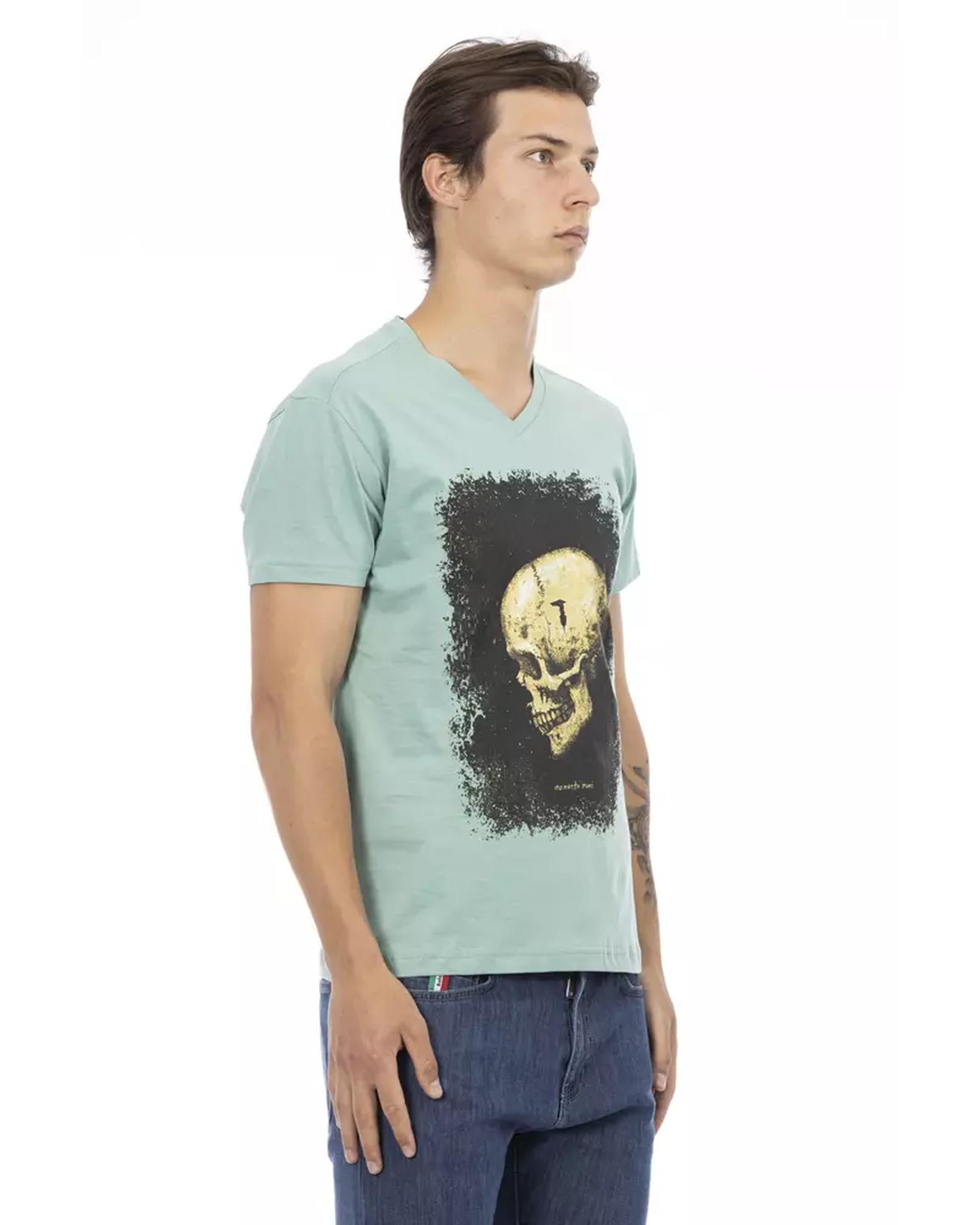 Printed V-neck Short Sleeve T-shirt S Men