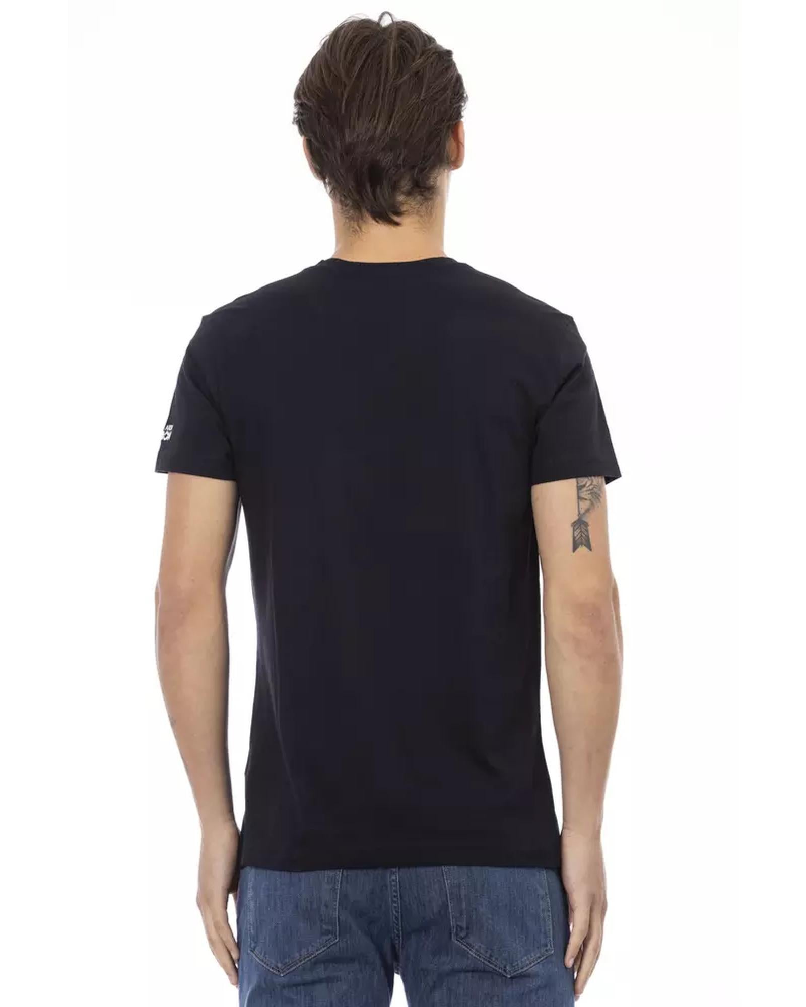 Short Sleeve T-shirt with V-neck and Front Print M Men