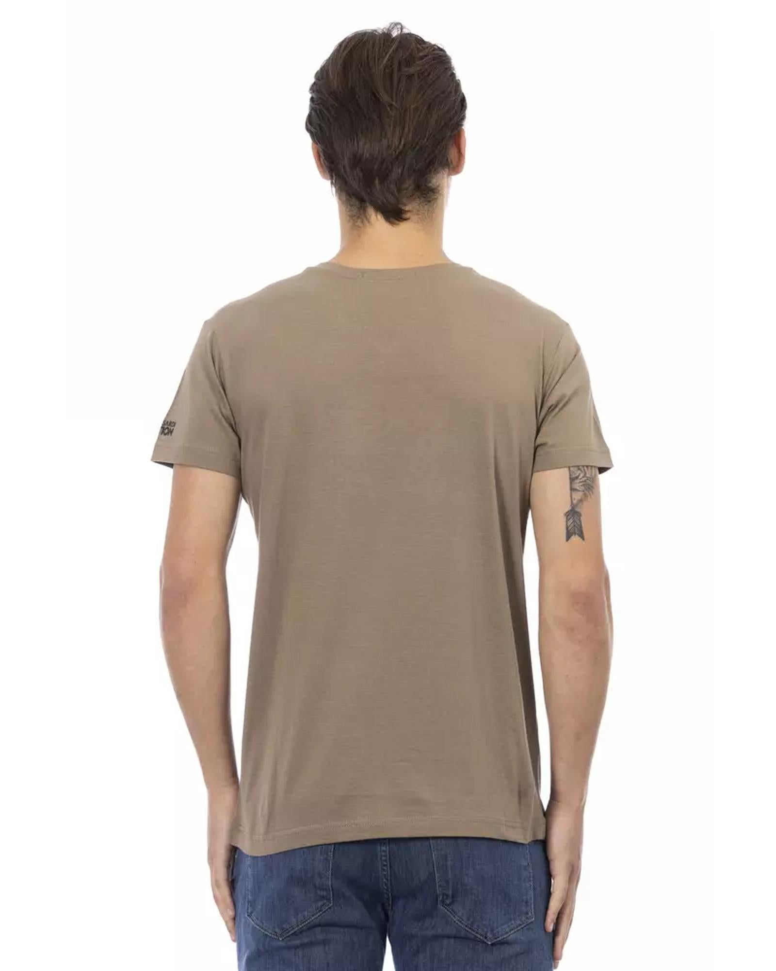 Short Sleeve T-shirt with V-neck and Front Print M Men