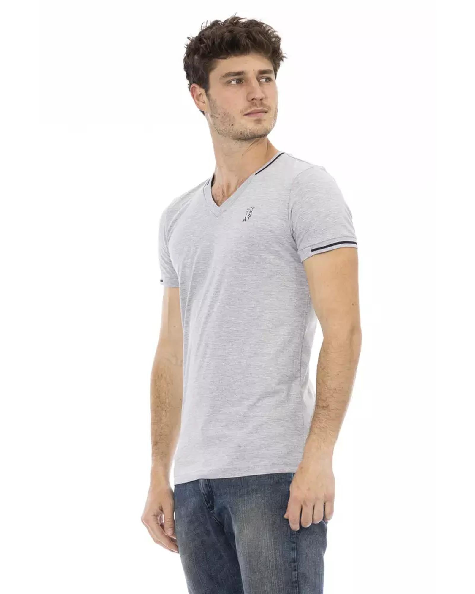 Short Sleeve T-shirt with V-neck and Print XL Men