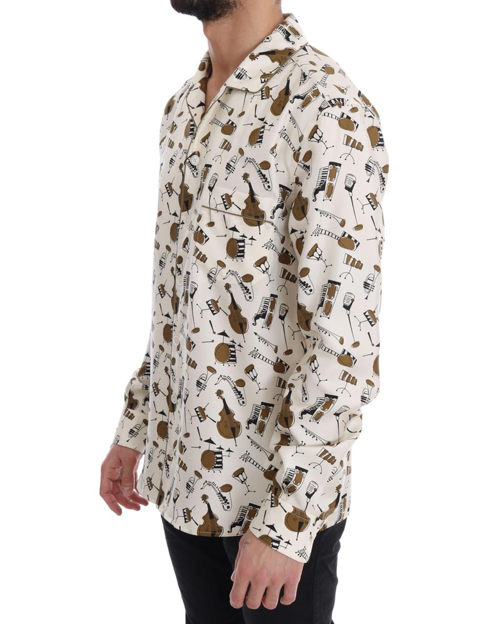 Exclusive Dolce &amp; Gabbana Silk Jazz Motive Shirt 39 EU Men