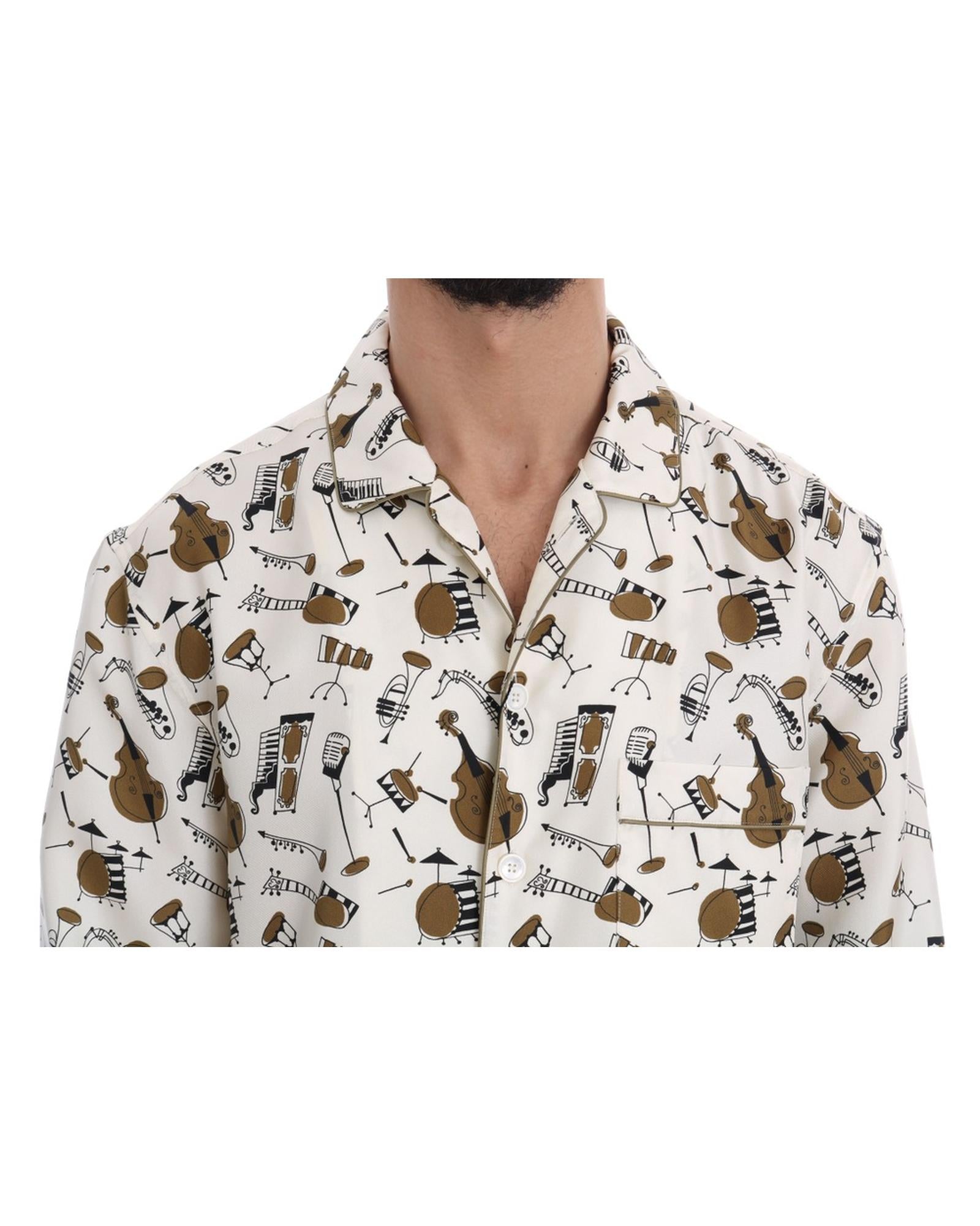 Exclusive Dolce &amp; Gabbana Silk Jazz Motive Shirt 39 EU Men