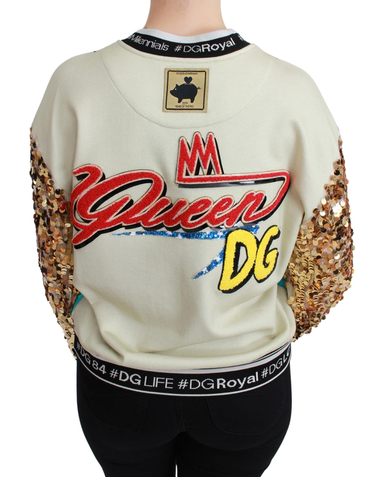 Dolce &amp; Gabbana Crewneck Pullover Sweater with Year of the Pig Motive 38 IT Women