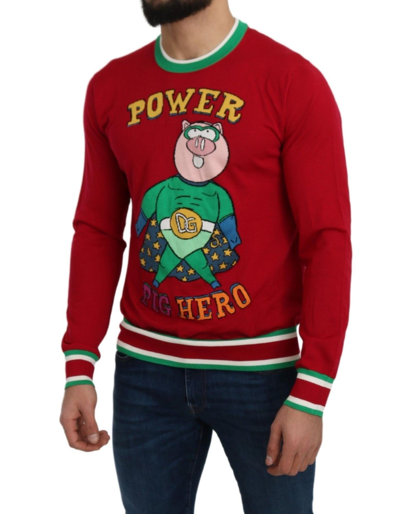 Pullover Sweater with Multicolor Motive - Dolce &amp; Gabbana 46 IT Men