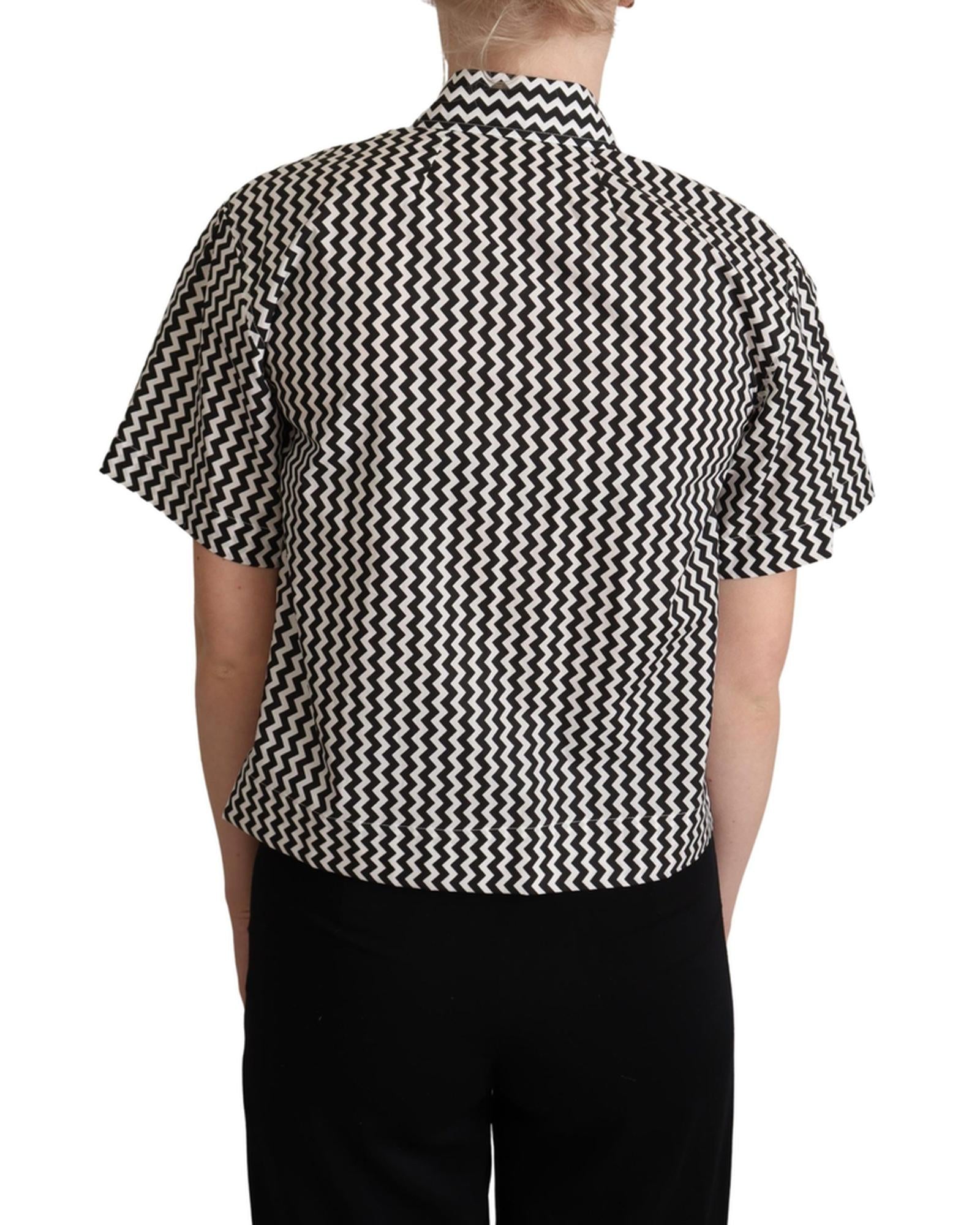 Signature Zigzag Design Cotton Polo by Dolce &amp; Gabbana 40 IT Women