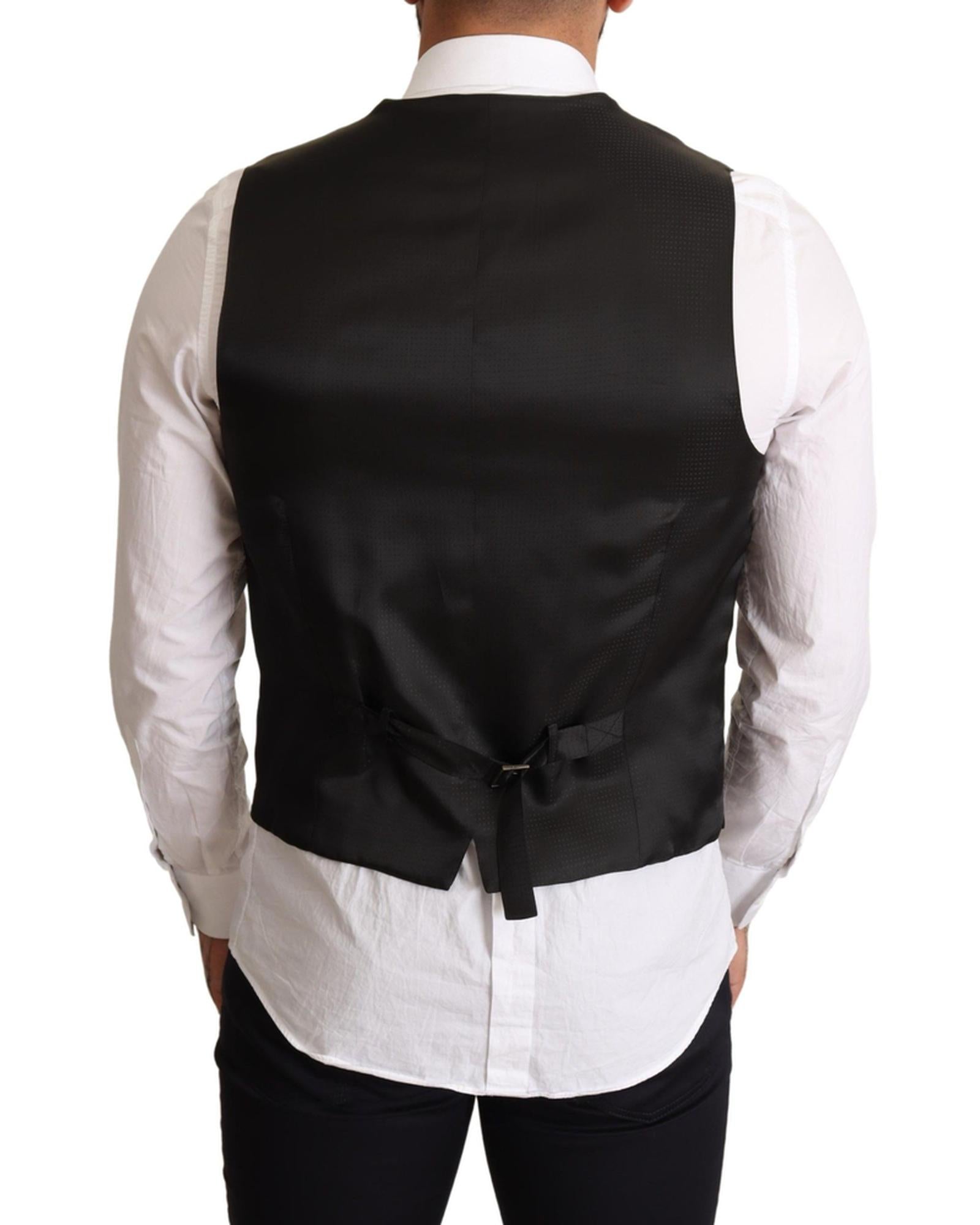 Dolce &amp; Gabbana Black Dress Vest with Logo Details 50 IT Men