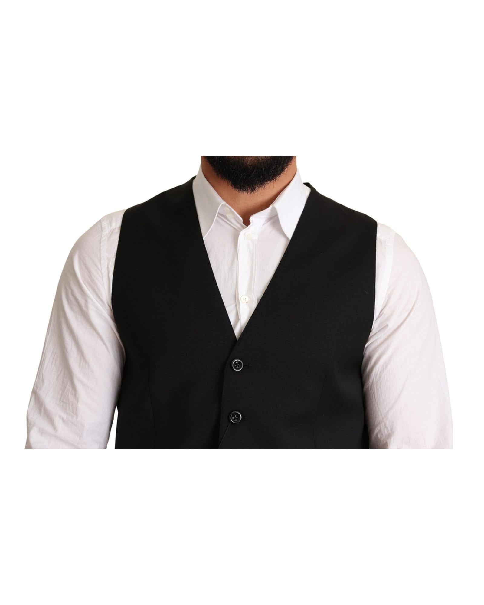 Dolce &amp; Gabbana Black Dress Vest with Logo Details 50 IT Men