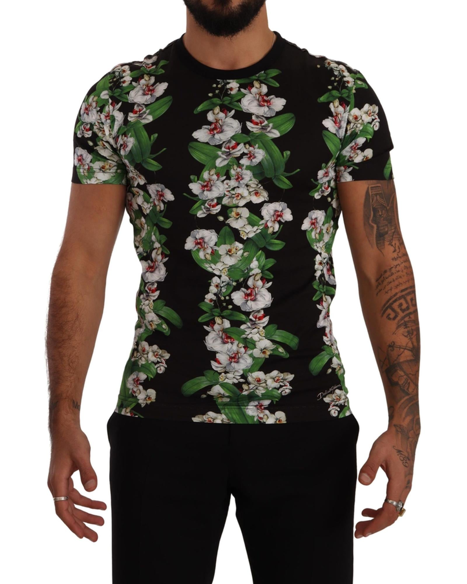 Crewneck Short Sleeves T-shirt with Floral Print 46 IT Men