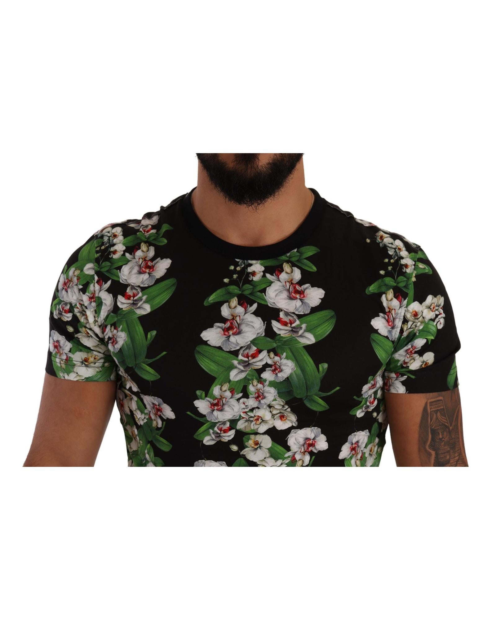 Crewneck Short Sleeves T-shirt with Floral Print 46 IT Men